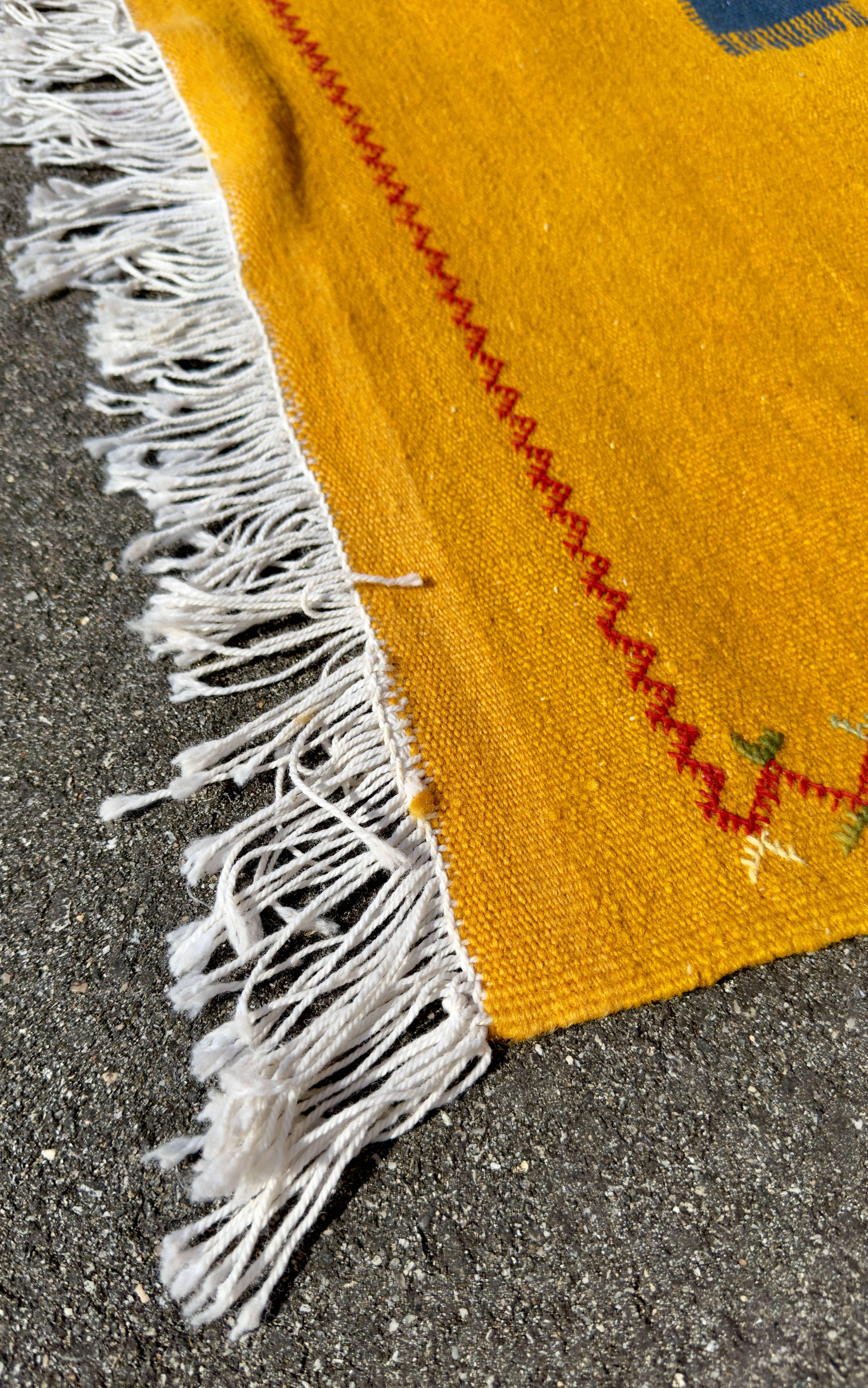 Vintage Tribal Moroccan Wool Mustard Runner Rug or Carpet  For Sale 1