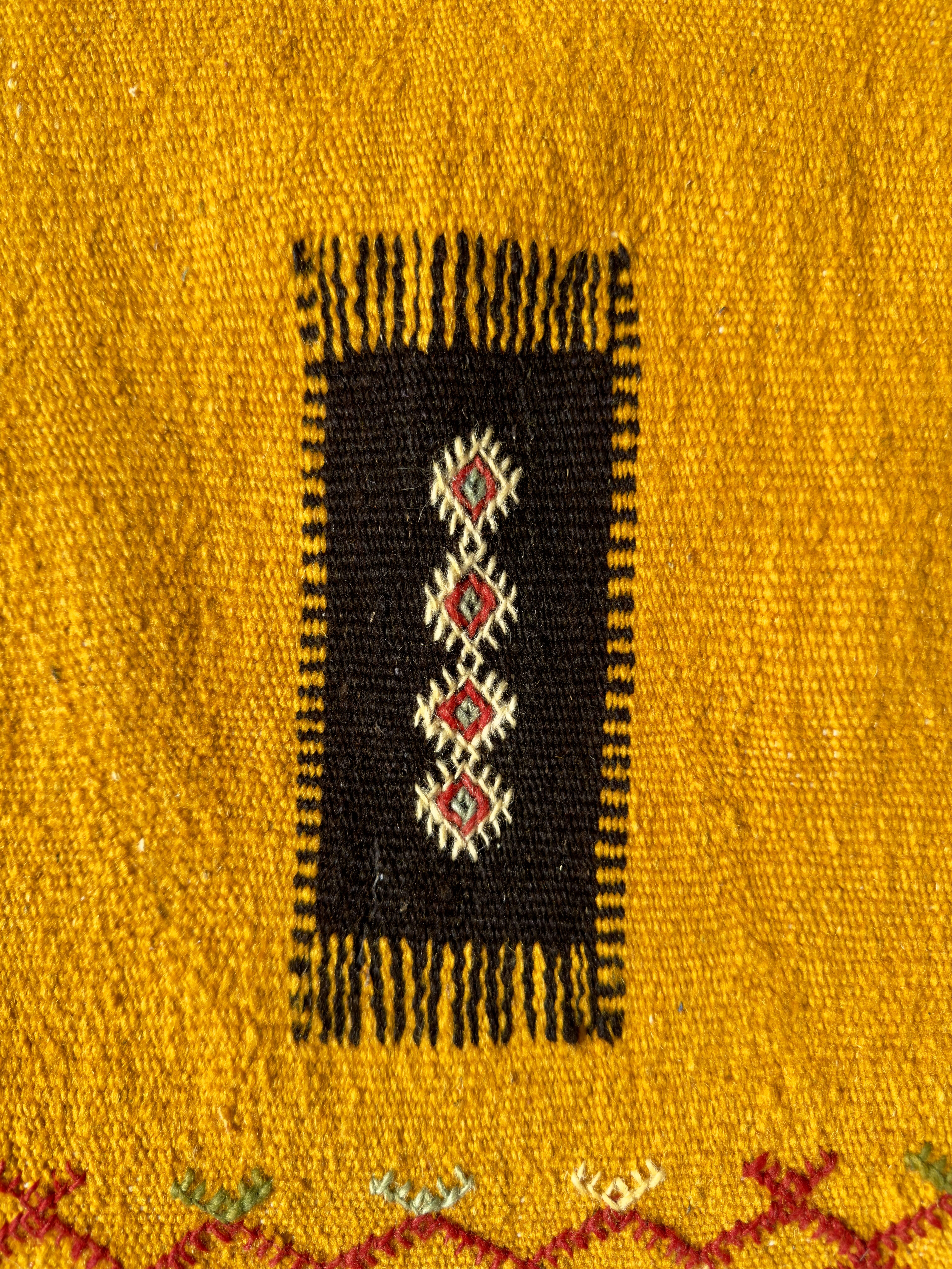 Vintage Tribal Moroccan Wool Mustard Runner Rug or Carpet  For Sale 3