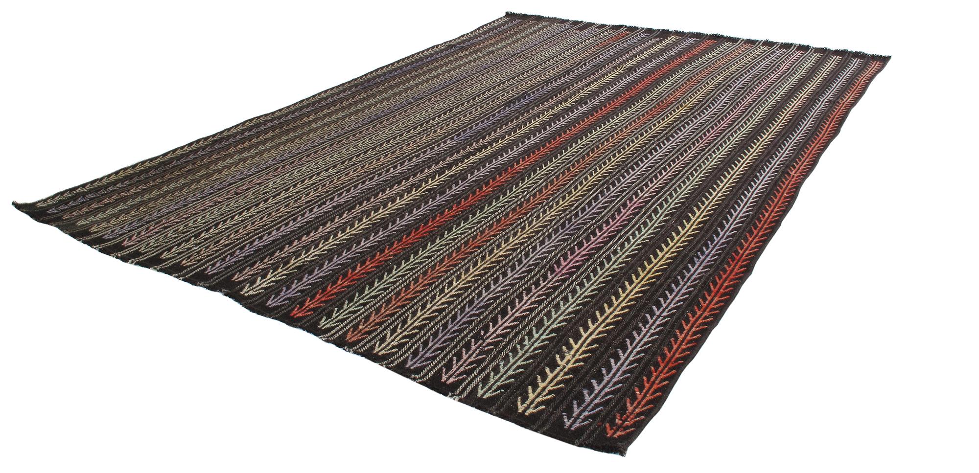 Turkish Vintage Tribal Multicolor Flatweave Rug  For Sale