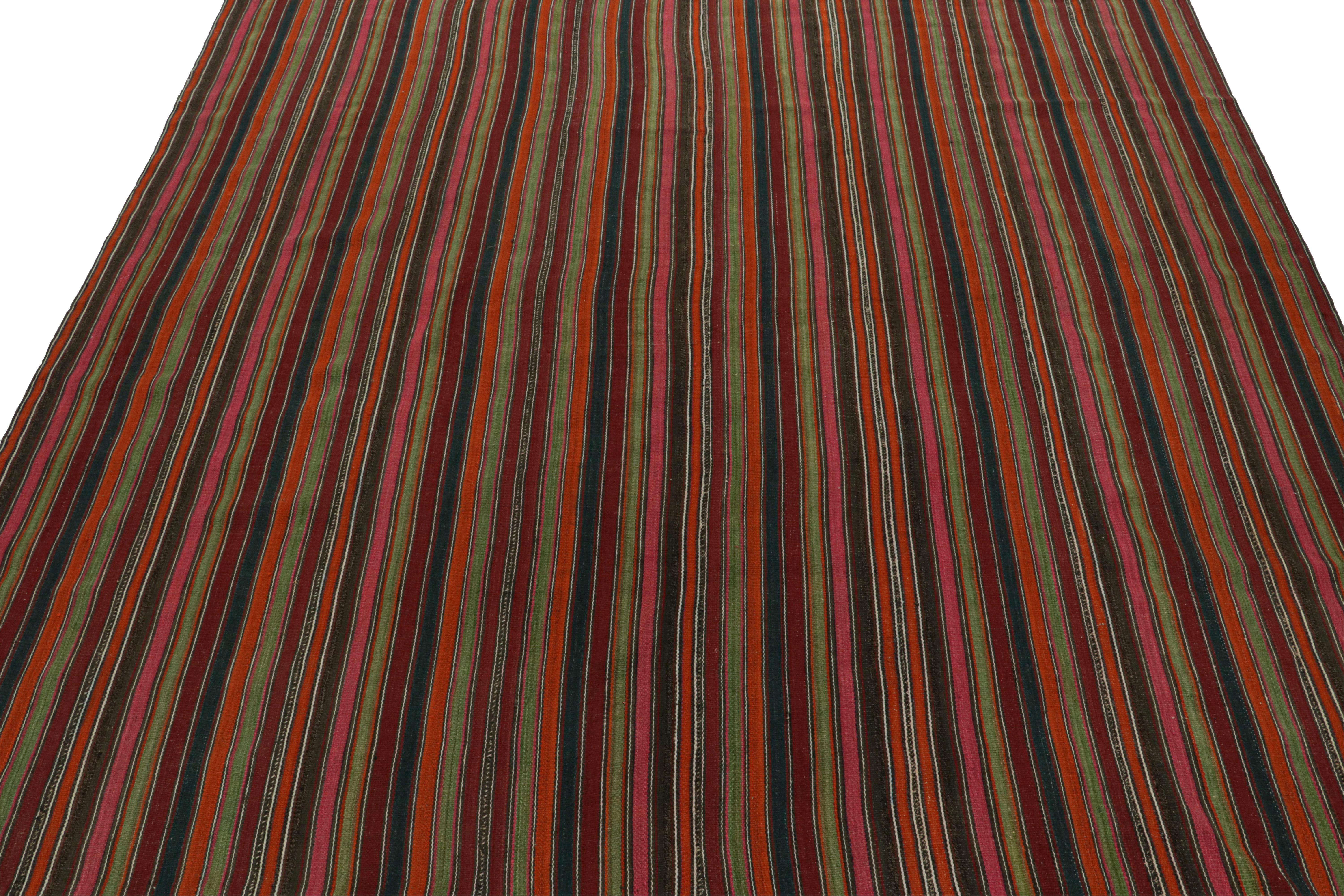 Afghan Vintage Tribal Persian Kilim in Polychromatic Stripes by Rug & Kilim For Sale