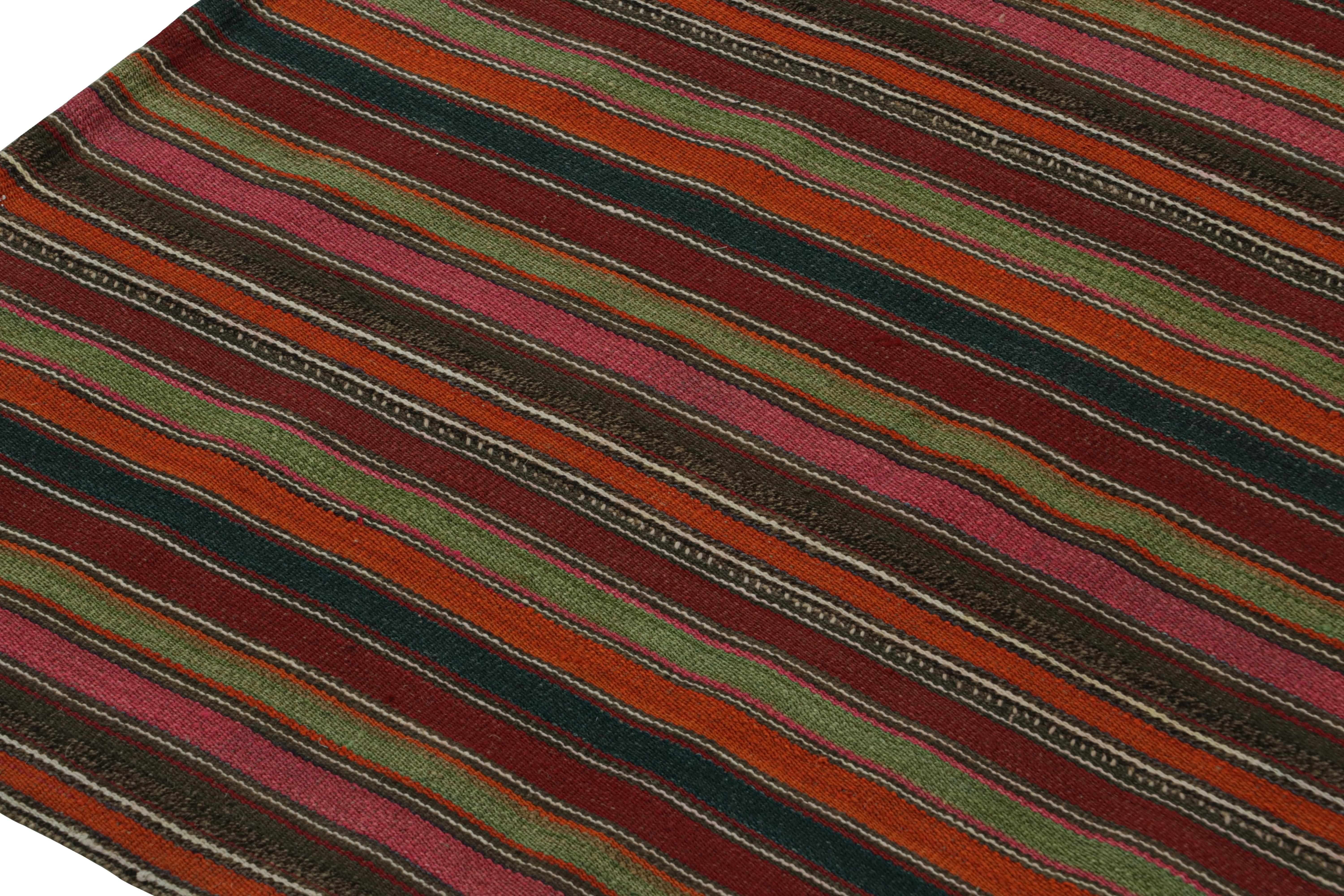 Vintage Tribal Persian Kilim in Polychromatic Stripes by Rug & Kilim In Good Condition For Sale In Long Island City, NY