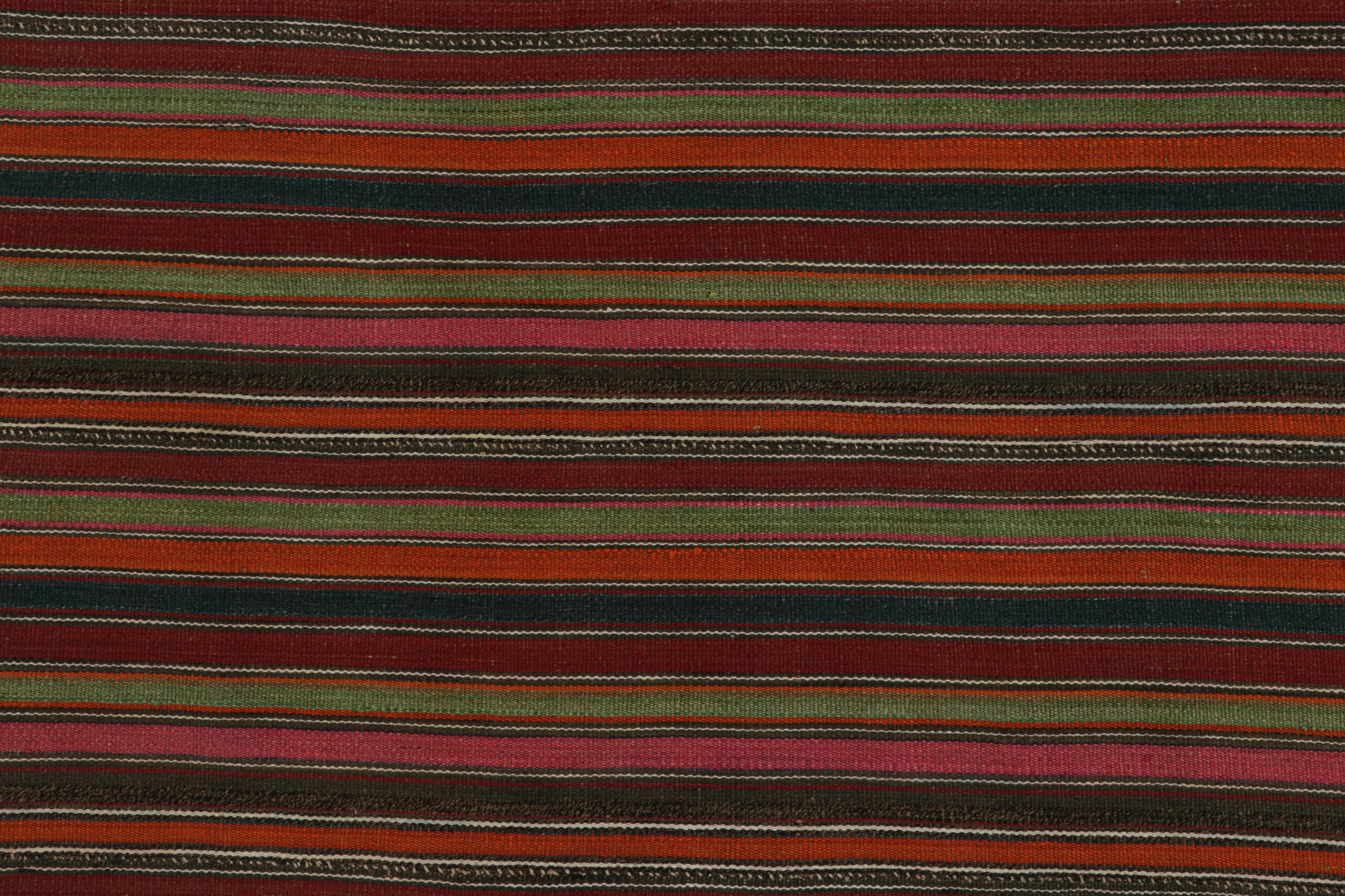 Mid-20th Century Vintage Tribal Persian Kilim in Polychromatic Stripes by Rug & Kilim For Sale