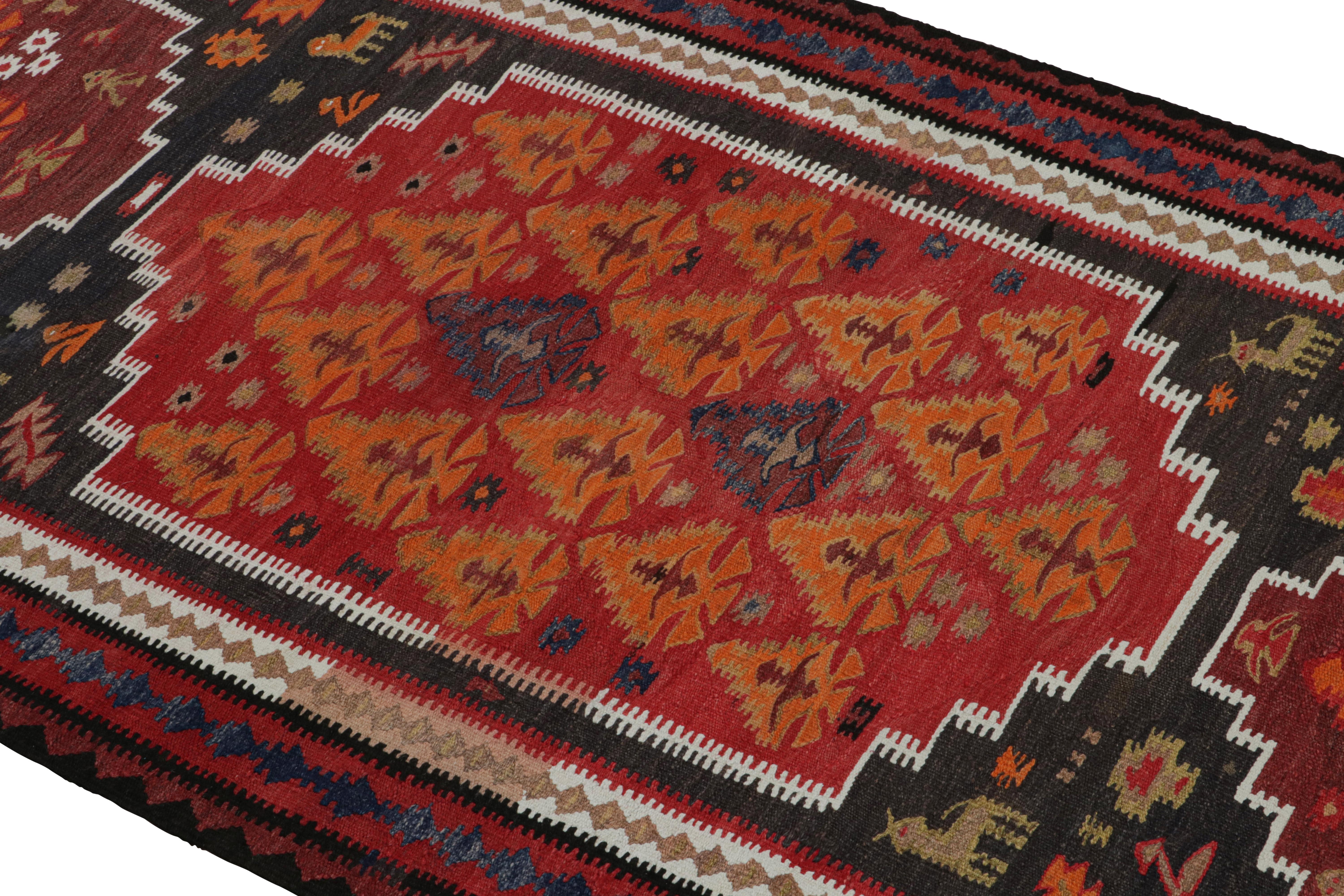 Tribal Vintage tribal Persian Kilim runner rug, with Pictorial motifs, from Rug & Kilim For Sale