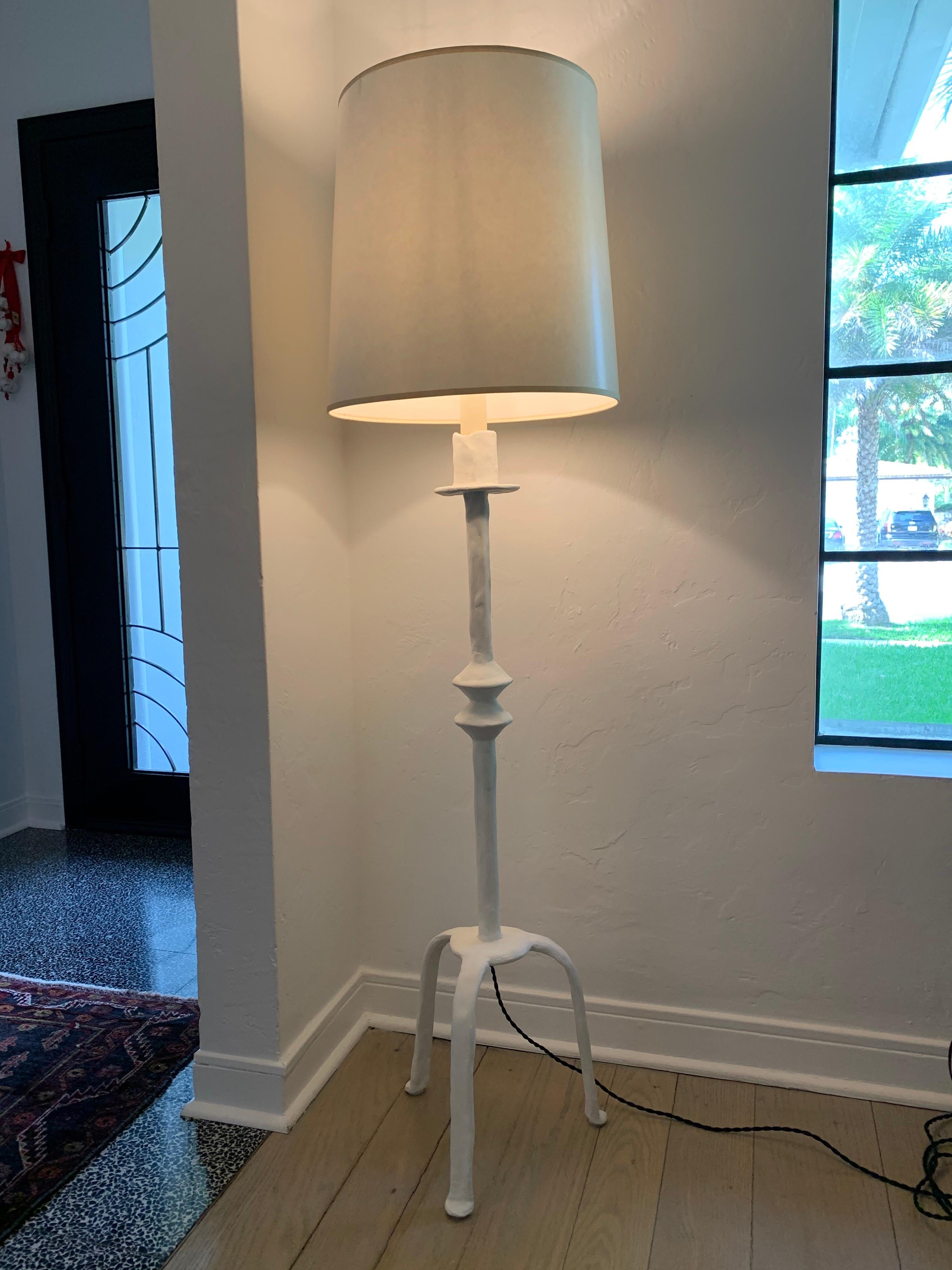 Vintage Tribal Plaster Floor Lamp, Manner of Giacometti 4