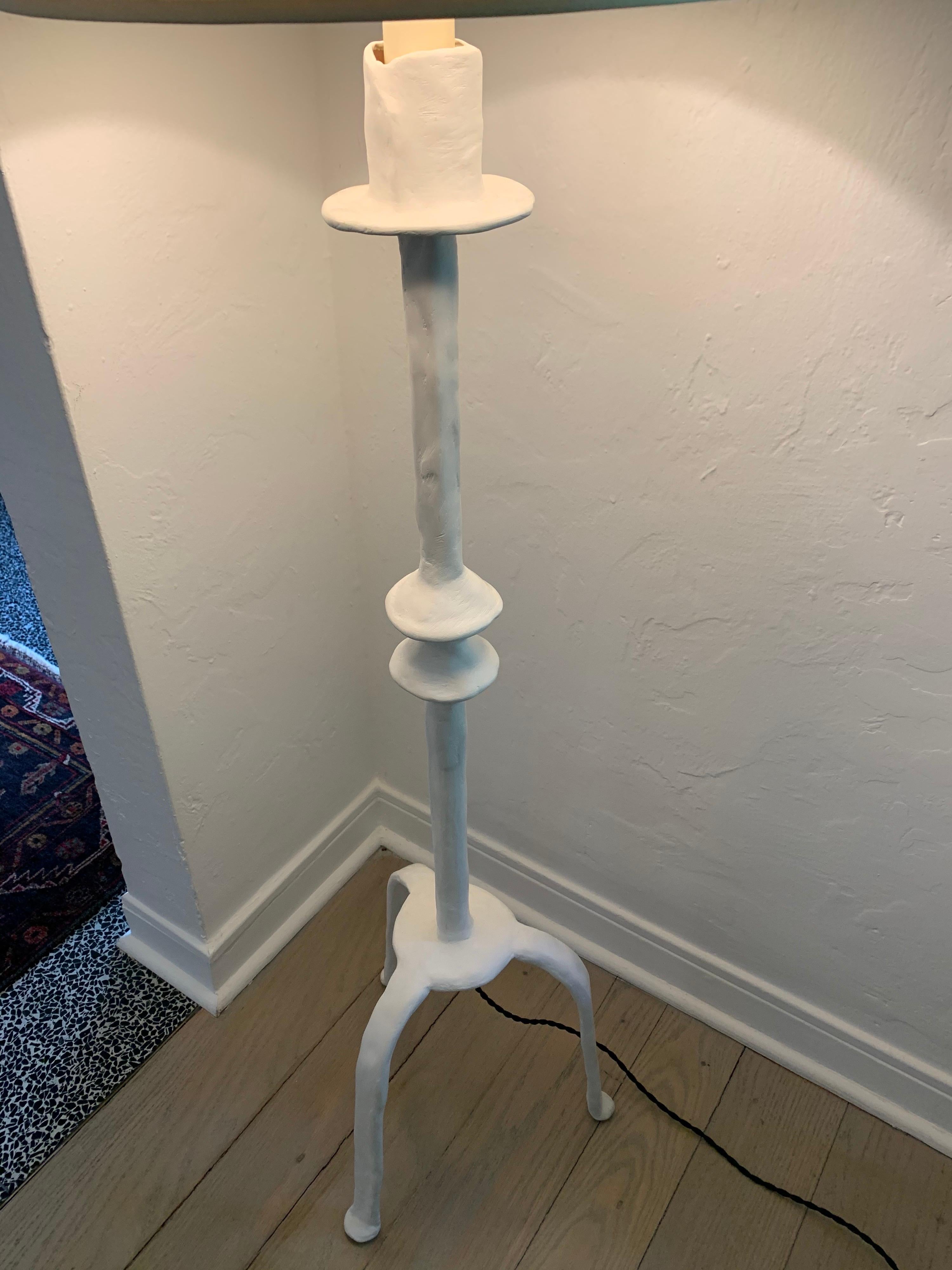 Mid-20th Century Vintage Tribal Plaster Floor Lamp, Manner of Giacometti