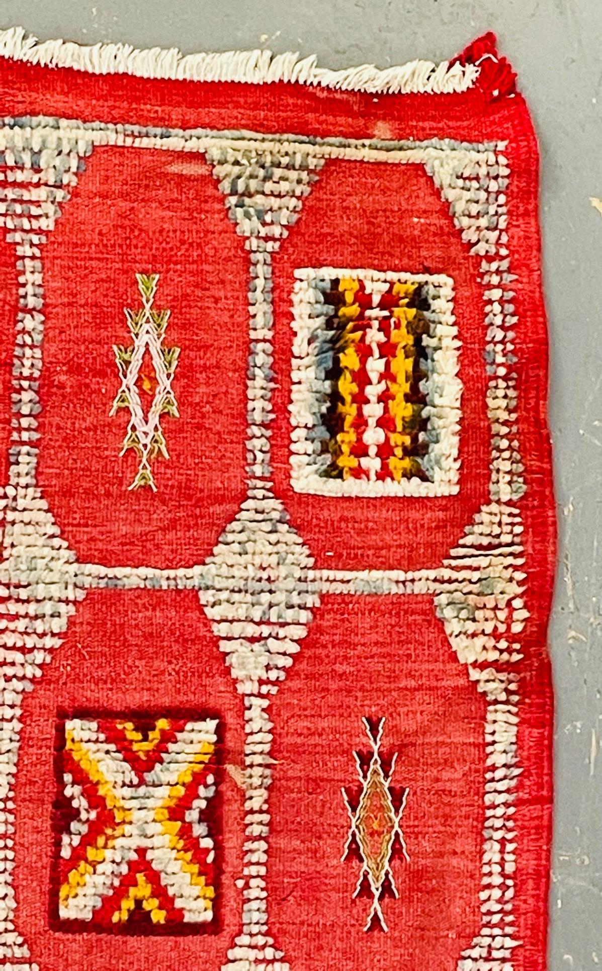 Vintage Tribal Red or Pink Moroccan Rug or Carpet 3