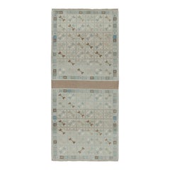 Vintage Stammeskunst-Teppich in Grau mit geometrischen Mustern in Beige und Blau von Rug & Kilim