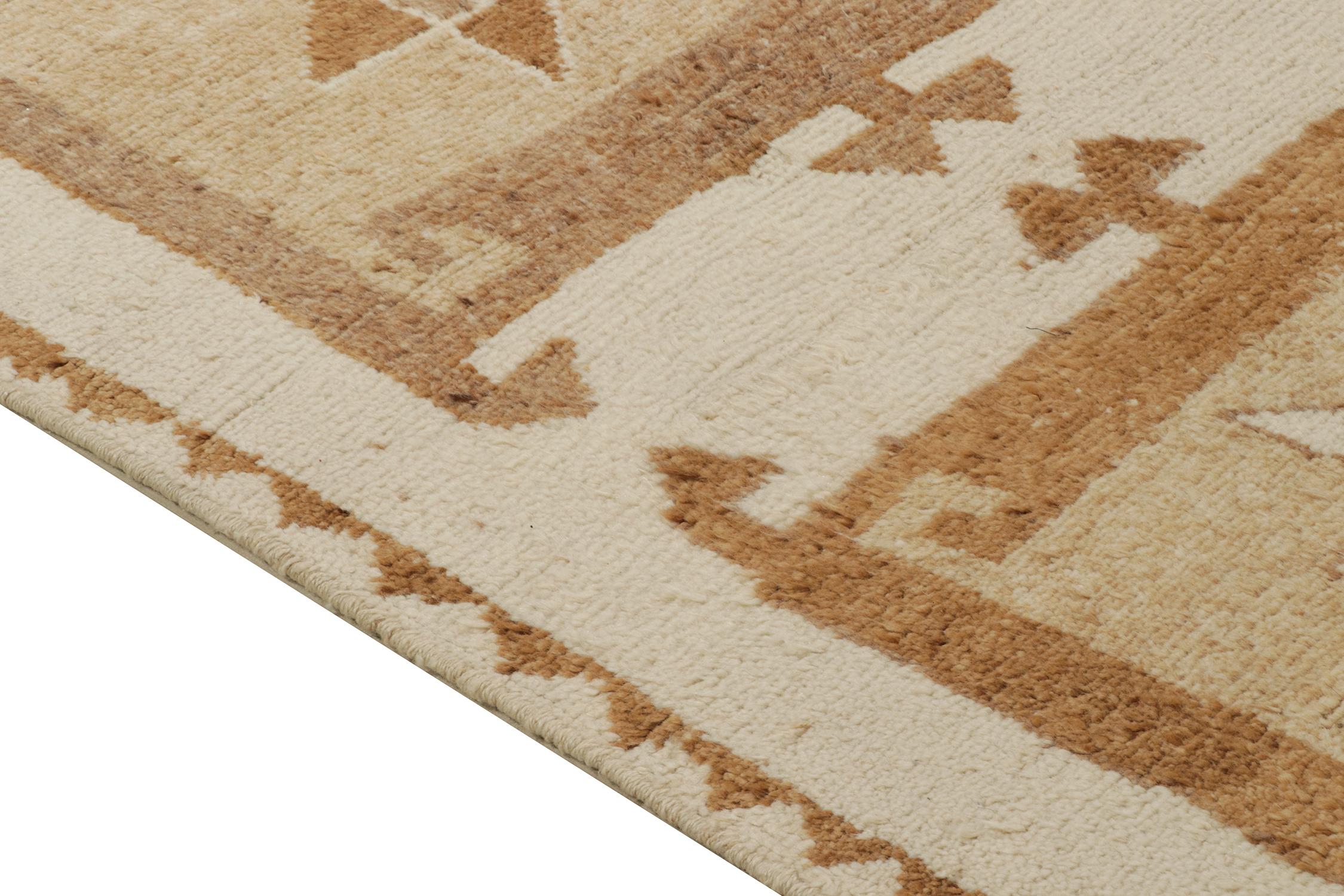Stammeskunst-Teppich mit geometrischem Muster in Weiß & Beige-Braun (Mitte des 20. Jahrhunderts) im Angebot