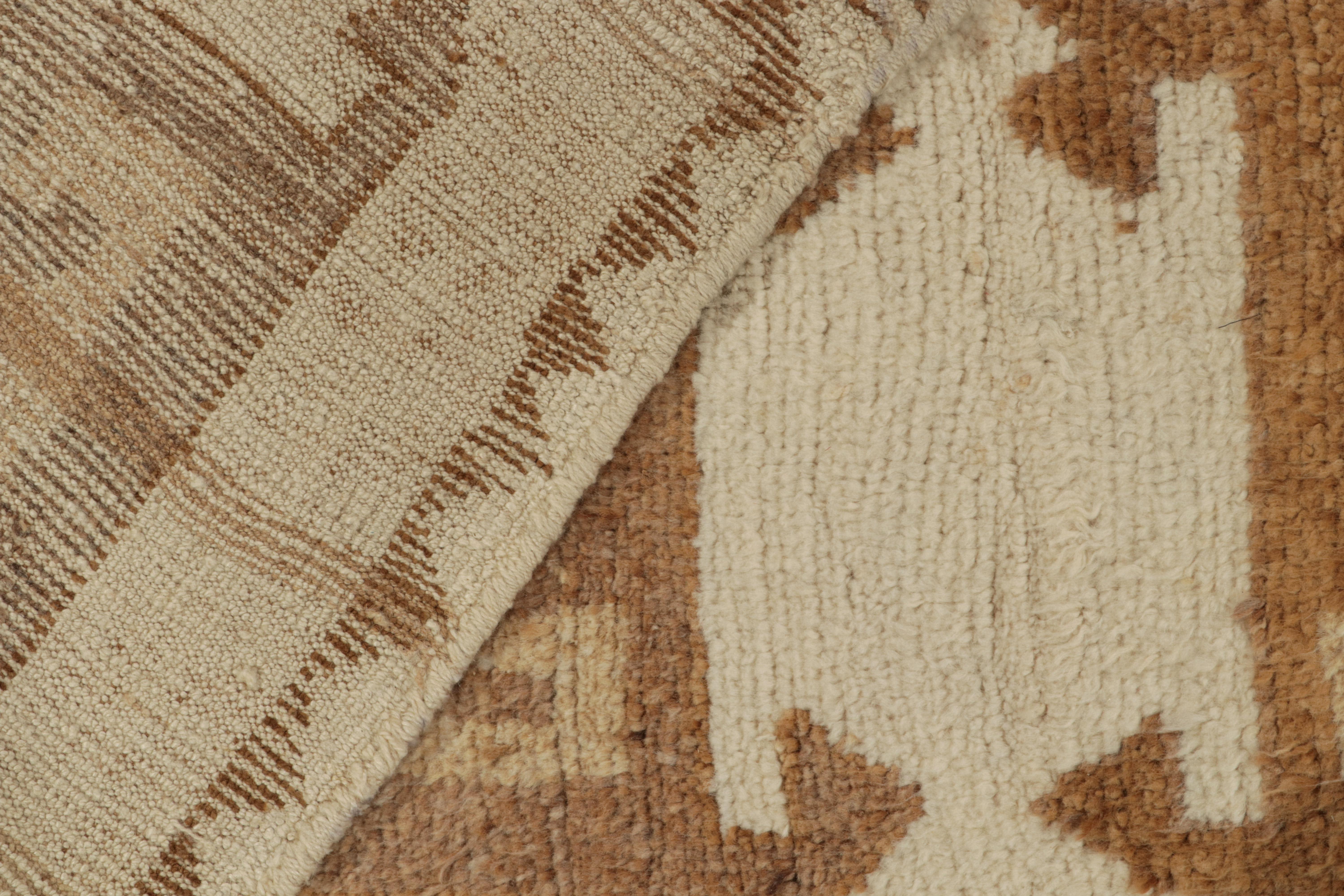 Stammeskunst-Teppich mit geometrischem Muster in Weiß & Beige-Braun (Wolle) im Angebot