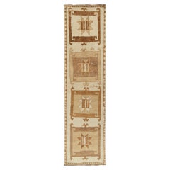 Stammeskunst-Teppich mit geometrischem Muster in Weiß & Beige-Braun