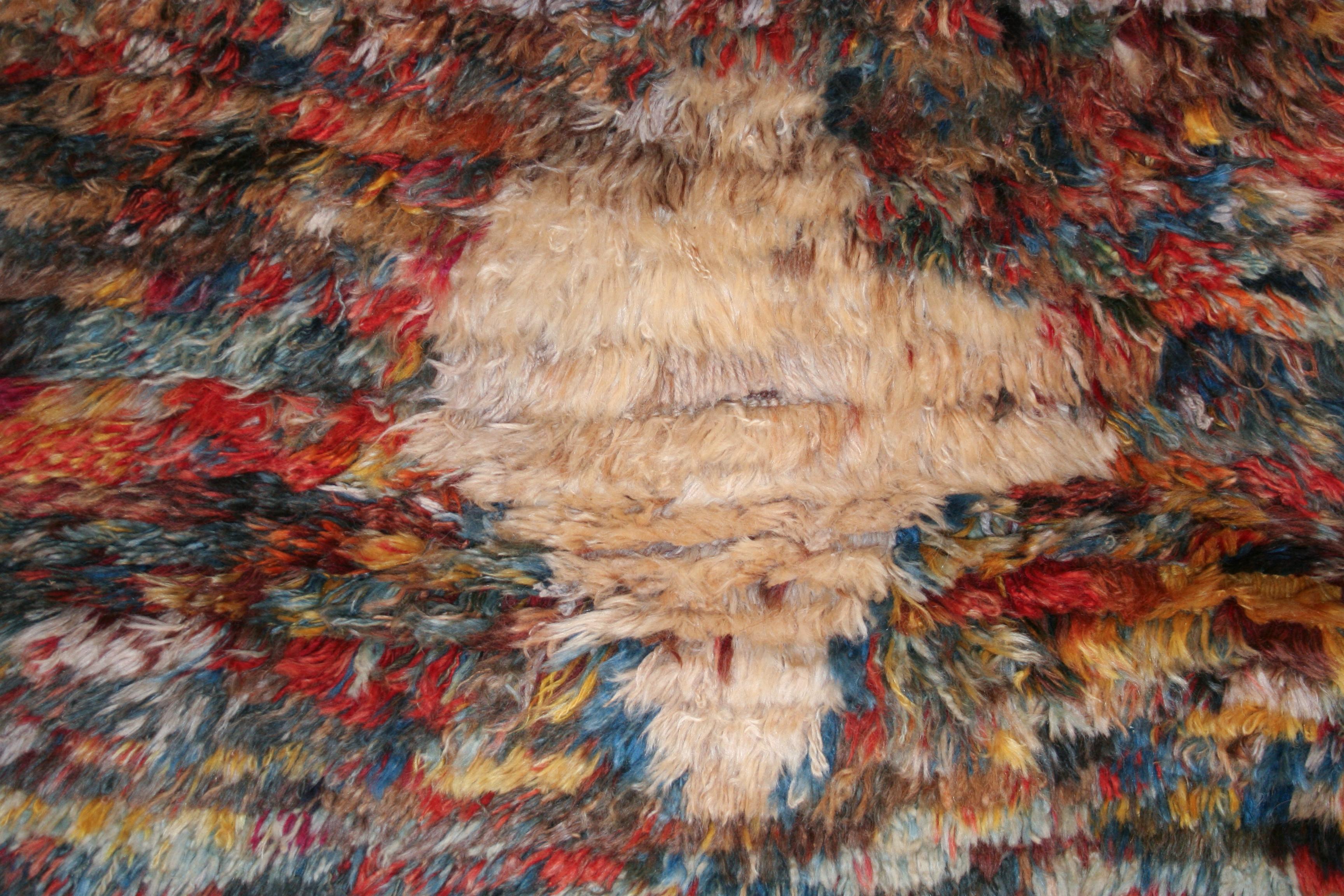 Turkish Vintage Tribal Rug with Abstract Design For Sale