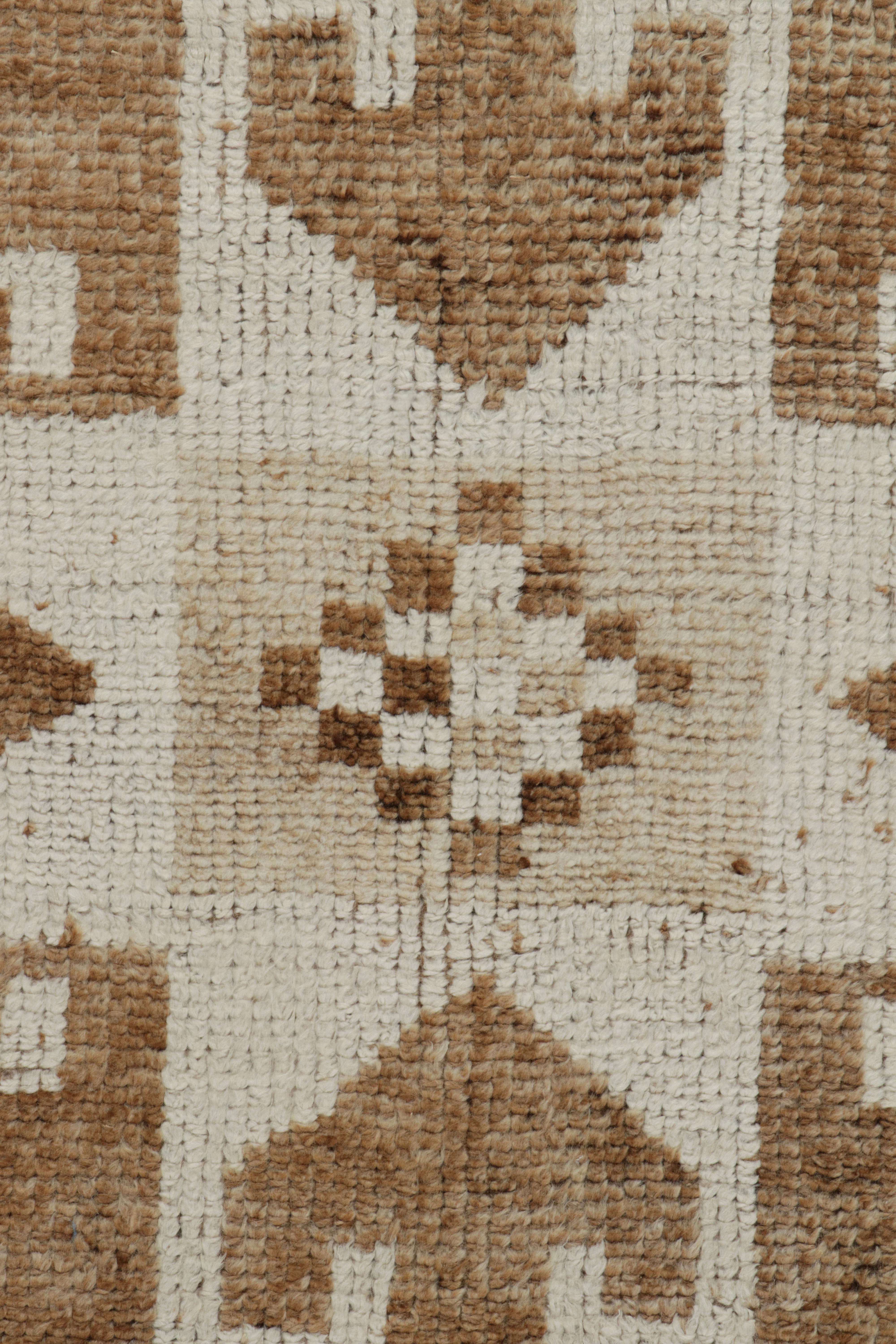 Mid-20th Century Vintage Tribal Runner in Beige-Brown and White Geometric Patterns by Rug & Kilim For Sale