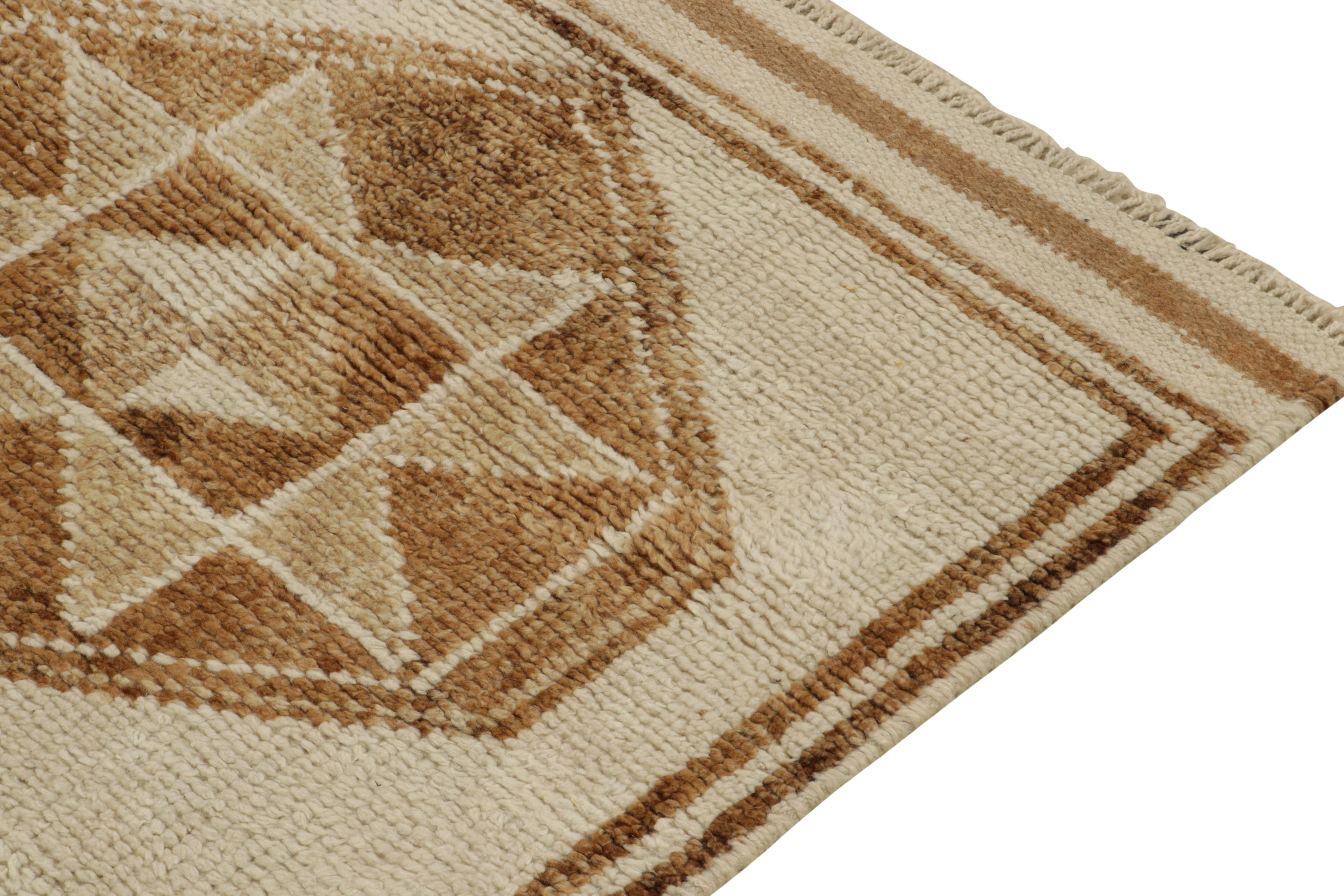 Vintage Tribal Runner in Beige-Brown Geometric Patterns, Star by Rug & Kilim In Good Condition For Sale In Long Island City, NY