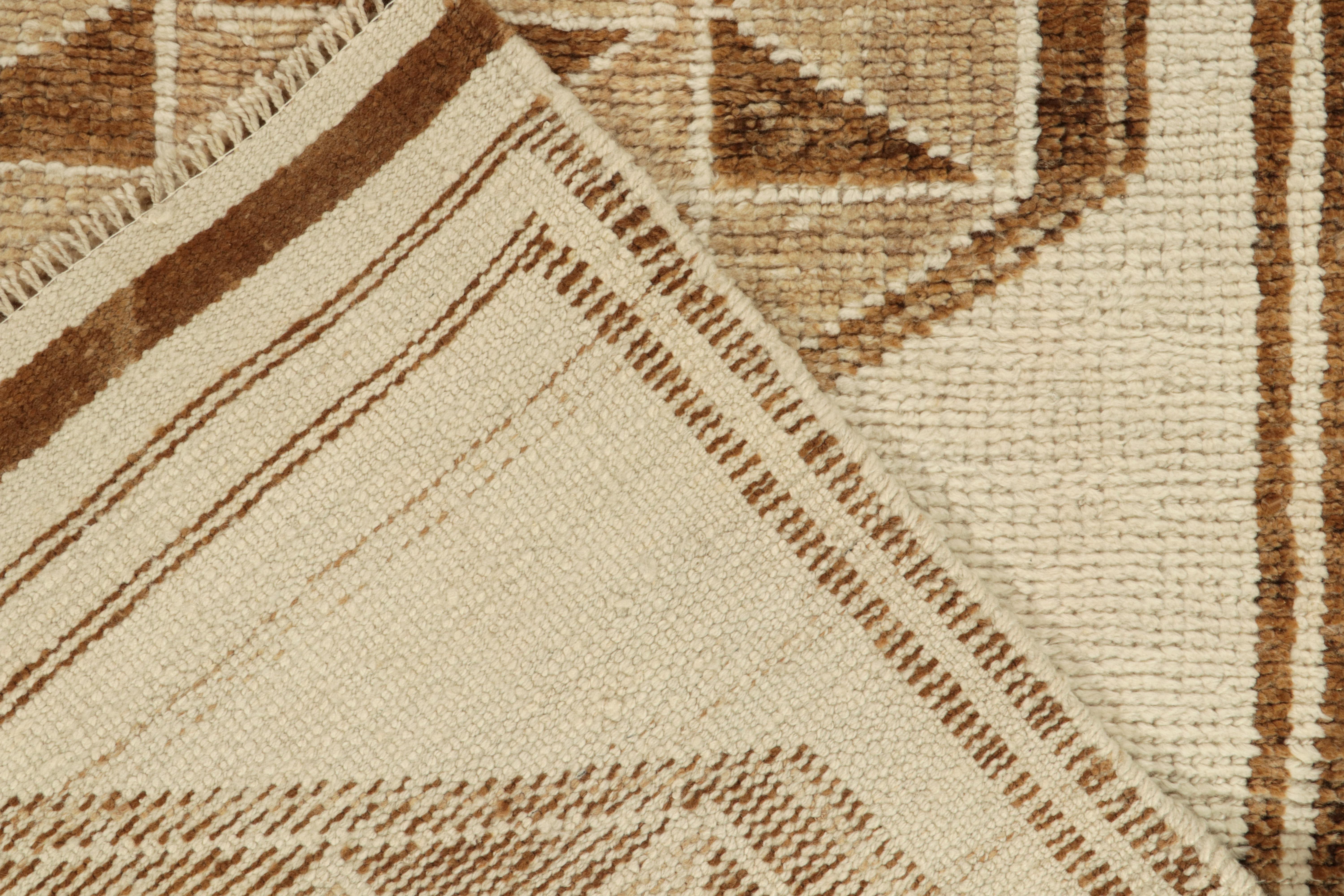 Wool Vintage Tribal Runner in Beige-Brown Geometric Patterns, Star by Rug & Kilim For Sale