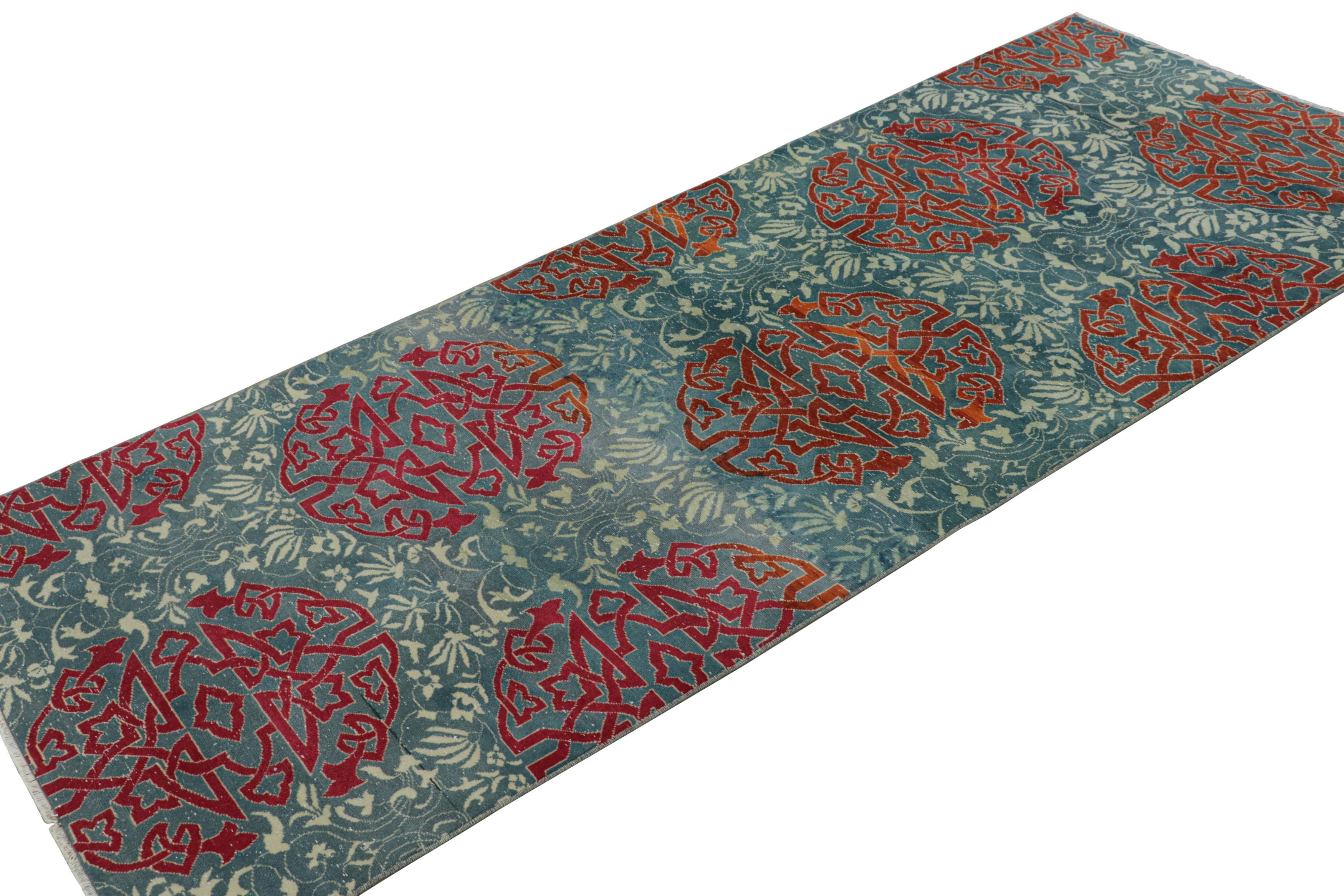 Alfombra Corredera Vintage Hereke Azul Teal con Medallones Arabescos  Rug & Kilim en Bueno estado para la venta en Long Island City, NY