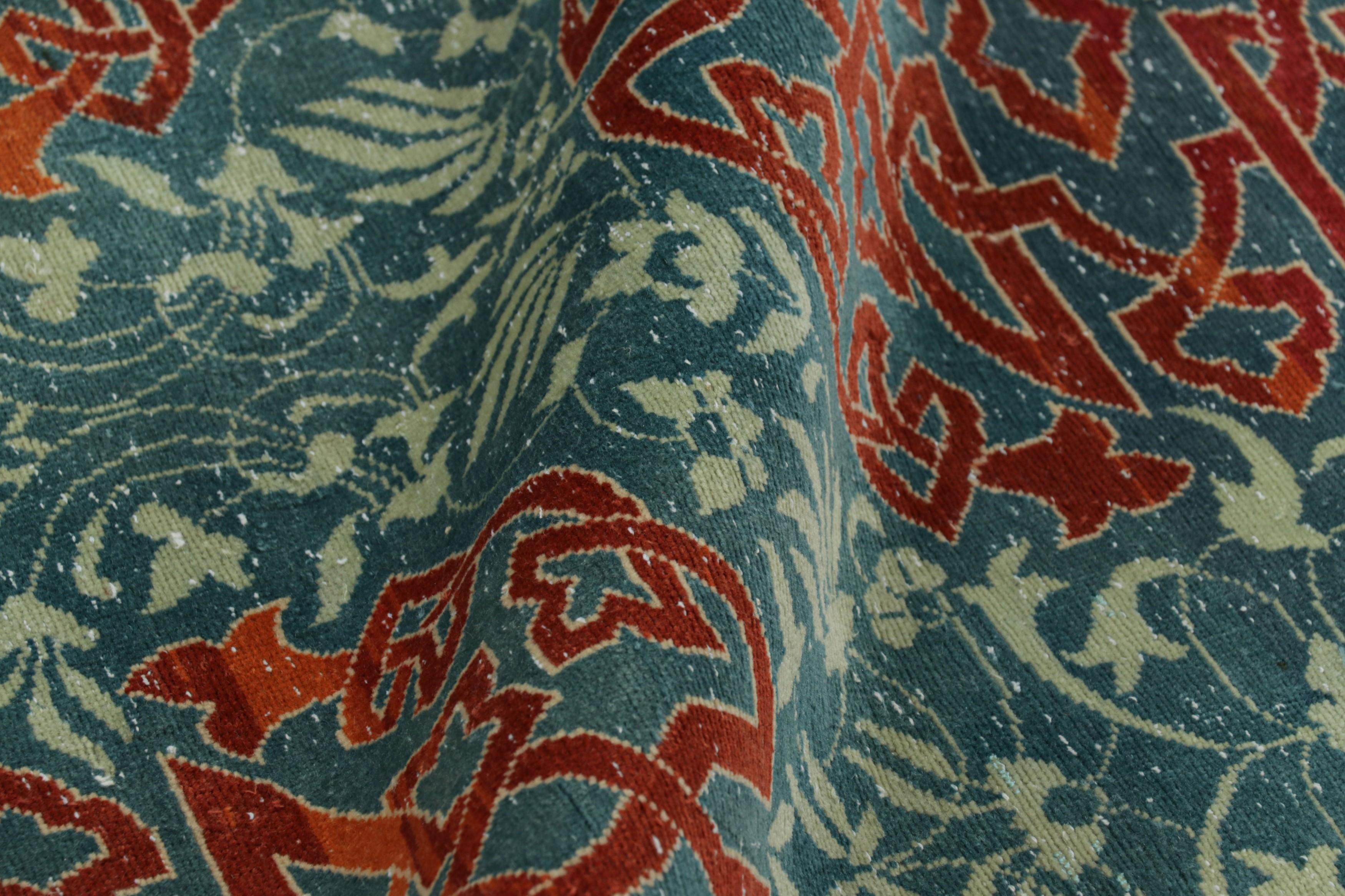 Alfombra Corredera Vintage Hereke Azul Teal con Medallones Arabescos  Rug & Kilim Lana en venta