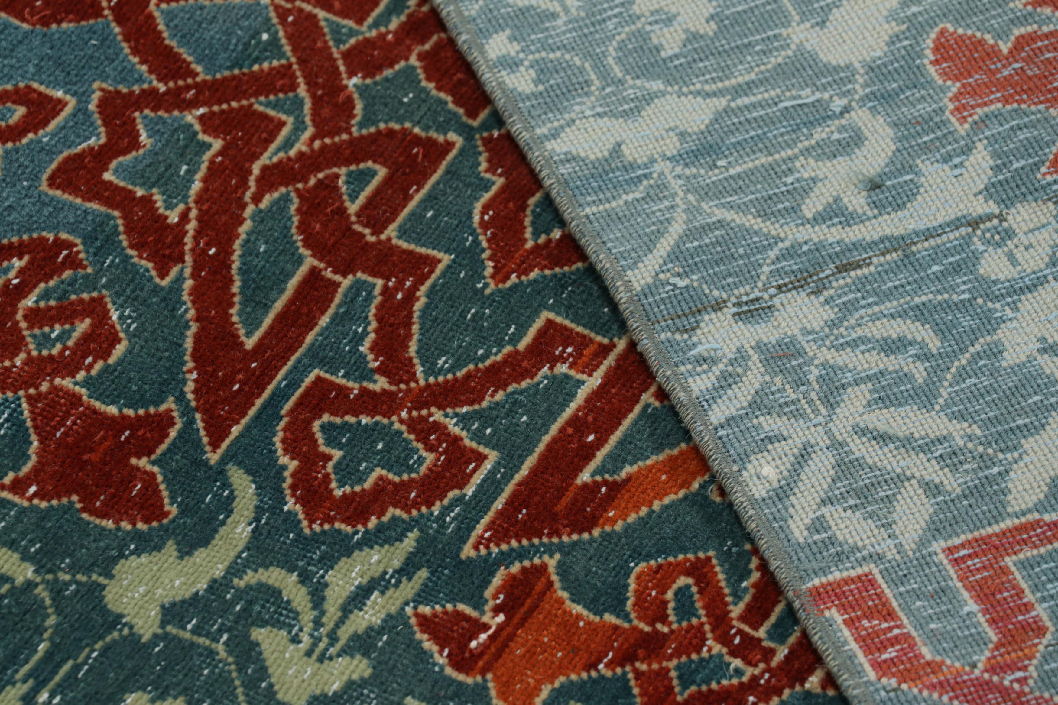 Alfombra Corredera Vintage Hereke Azul Teal con Medallones Arabescos  Rug & Kilim en venta 1