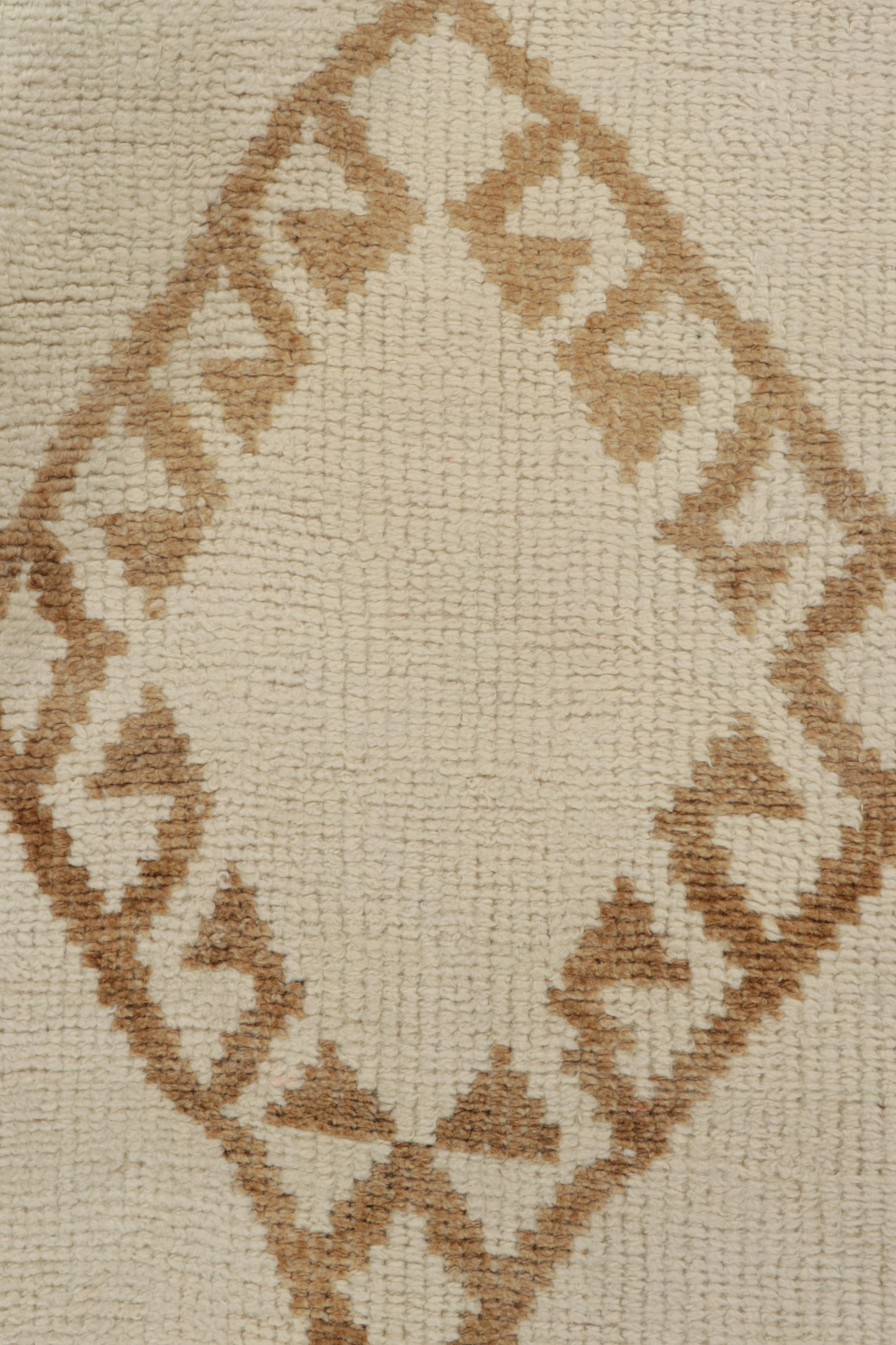 Mid-20th Century Vintage Tribal Runner in Off-White & Beige-Brown Medallion Patterns For Sale