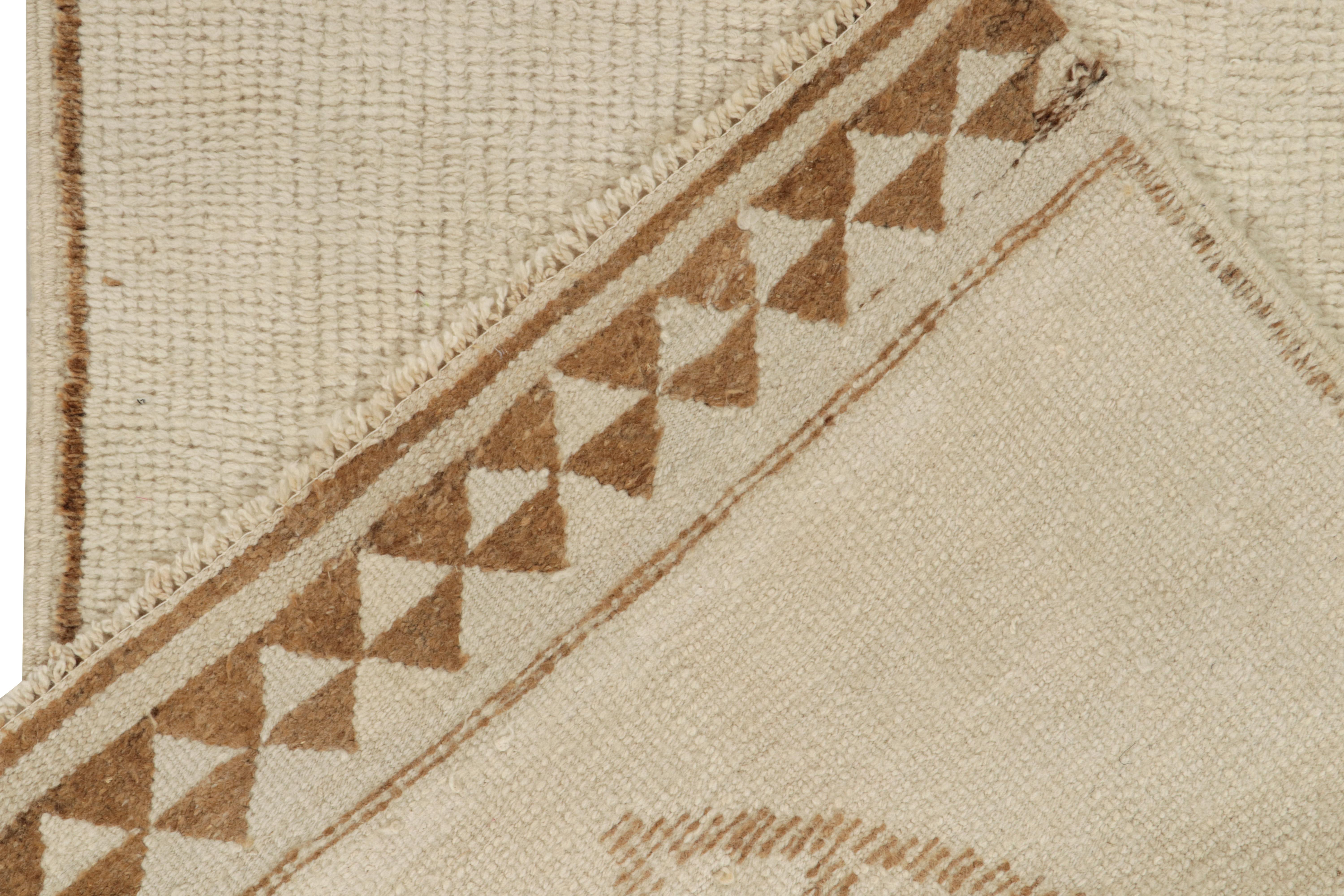 Wool Vintage Tribal Runner in Off-White & Beige-Brown Medallion Patterns For Sale