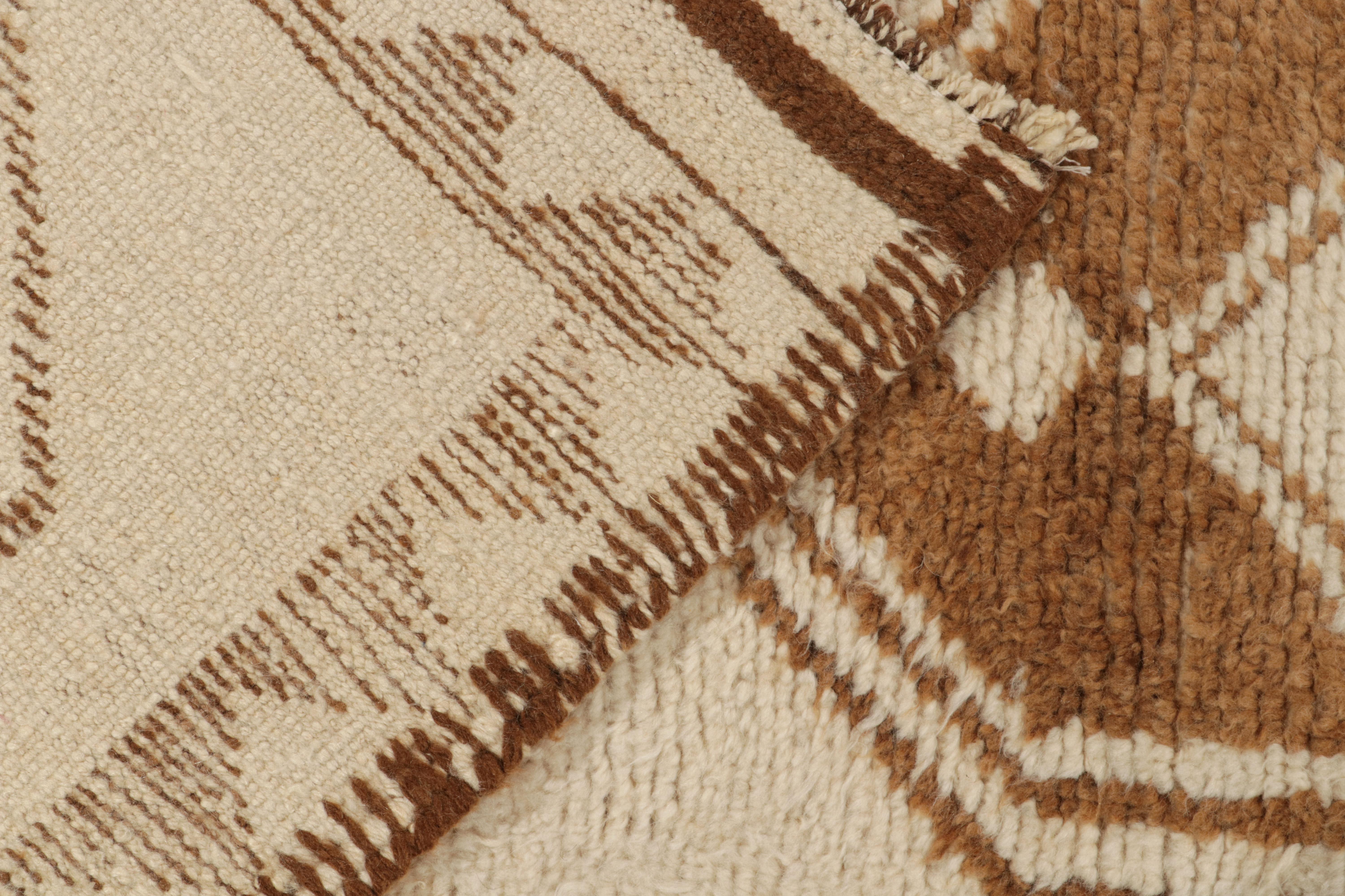 Wool Vintage Tribal Runner in Off-White Beige-Brown Medallion Patterns by Rug & Kilim For Sale