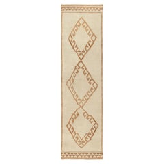 Stammeskunst-Läufer in Off-White & Beige-Braun mit Medaillon-Muster