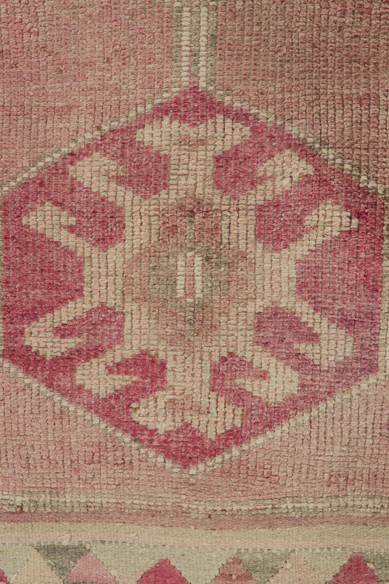 Mid-20th Century Vintage Tribal Runner in Pink with Medallion Patterns by Rug & Kilim For Sale