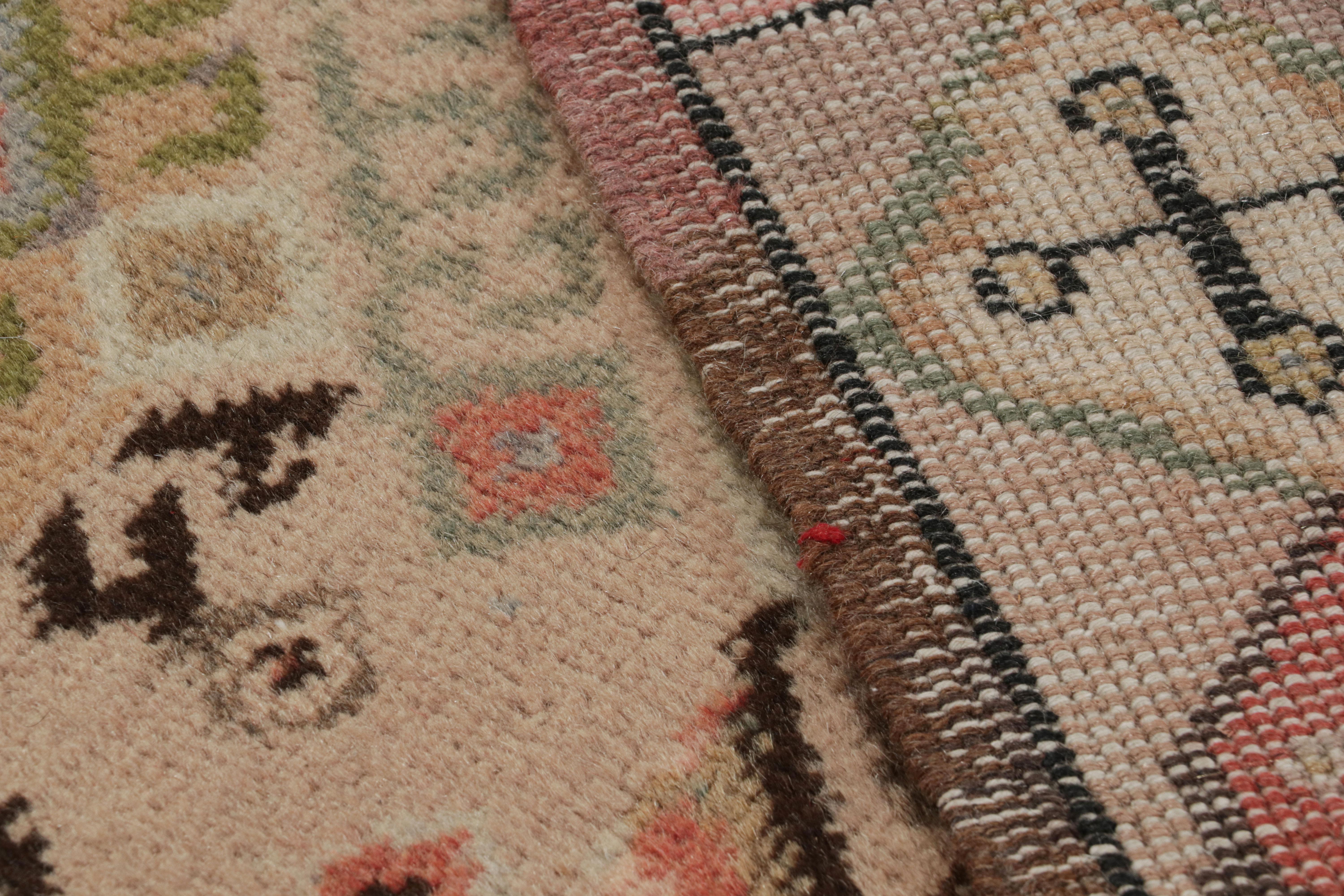 Mid-20th Century Vintage Tribal Runner Rug In Beige, with Geometric Pattern, from Rug & Kilim For Sale