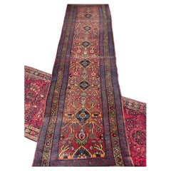 Vintage Tribal Runner with Khotan Pomegranate Border, c. 1940-50's