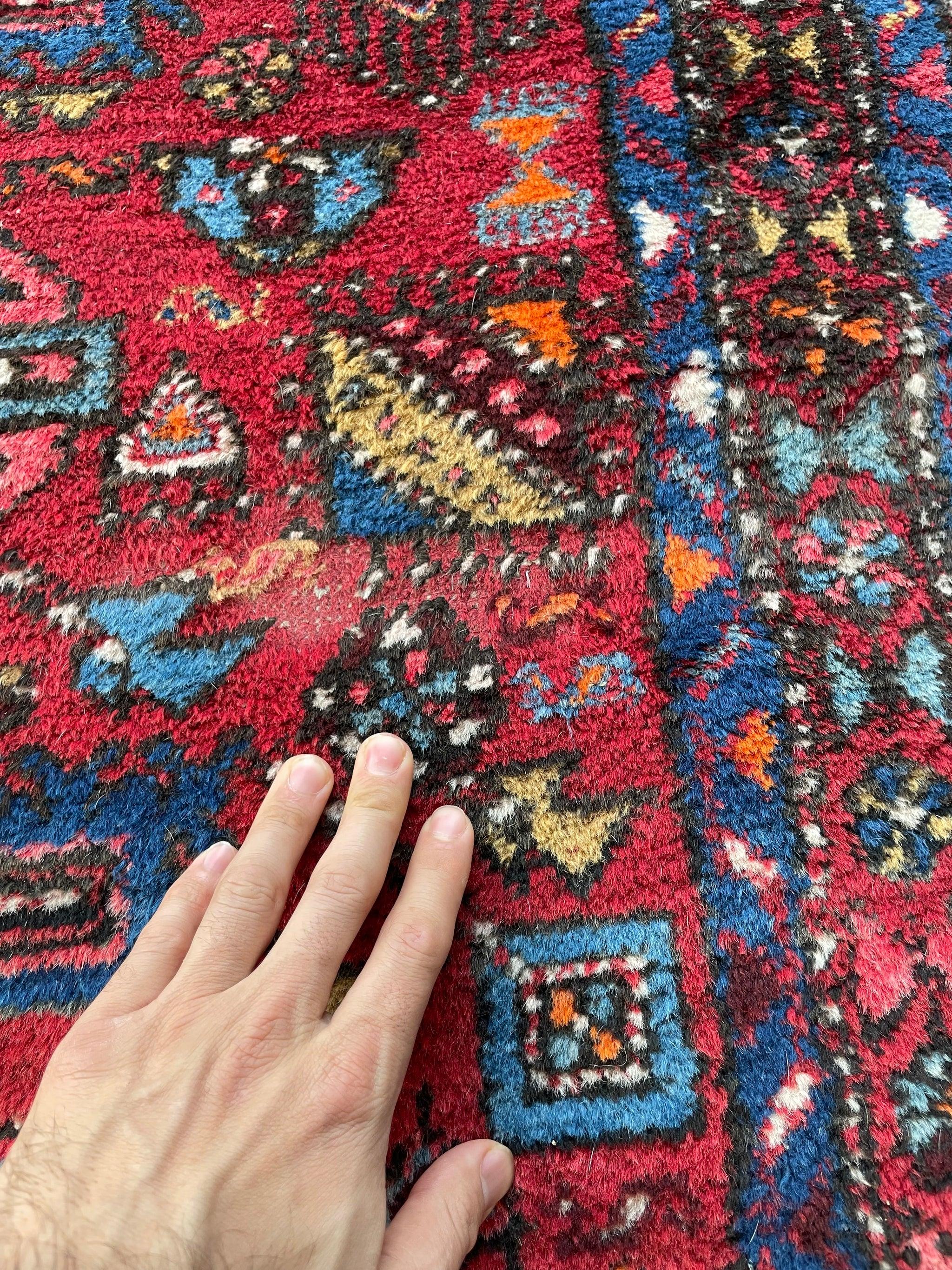 Vintage Tribal Runner with Nomadic Motifs & Gorgeous Colors, c.1950's For Sale 5
