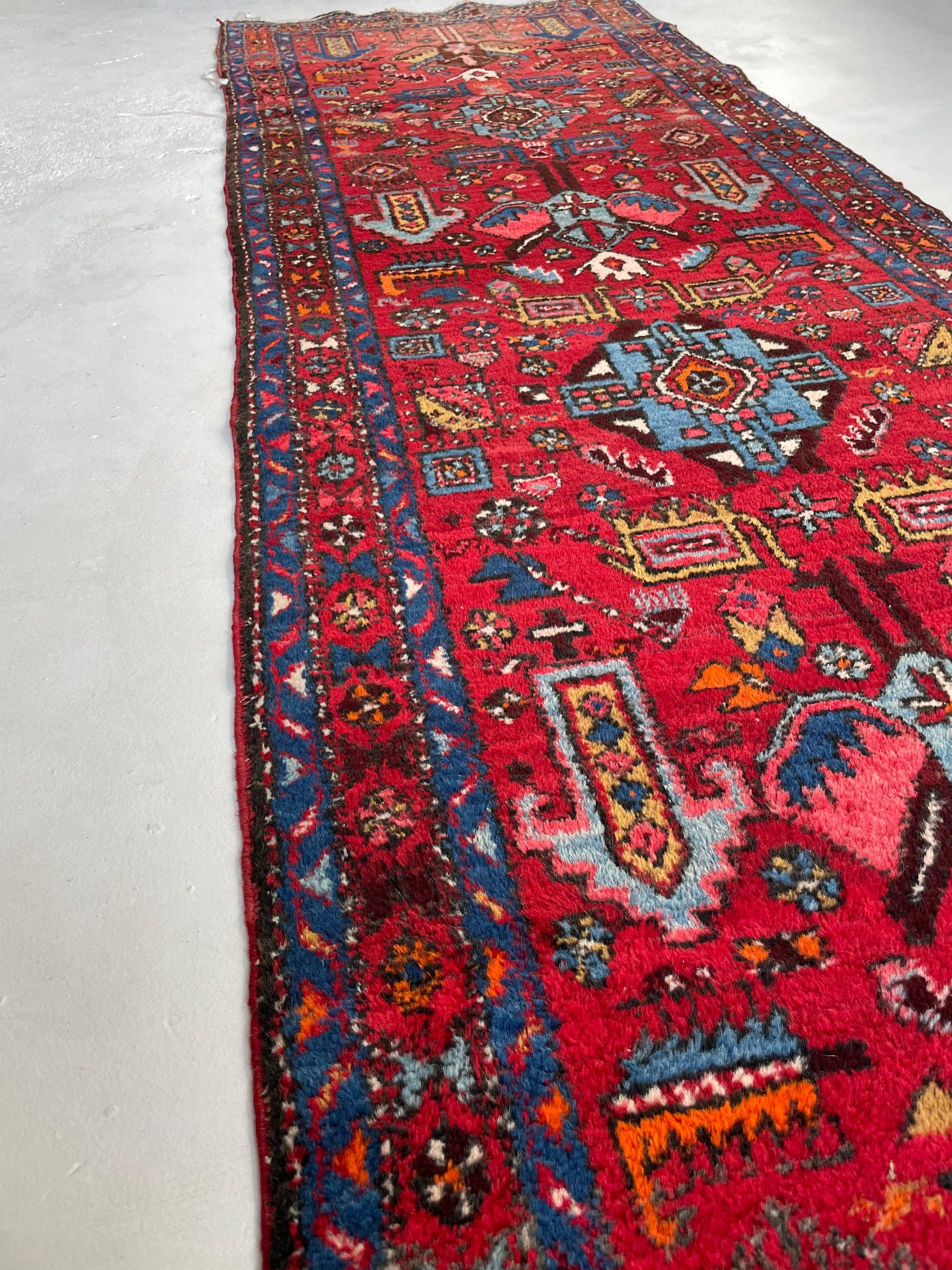Vintage Tribal Runner with Nomadic Motifs & Gorgeous Colors, c.1950's For Sale 7