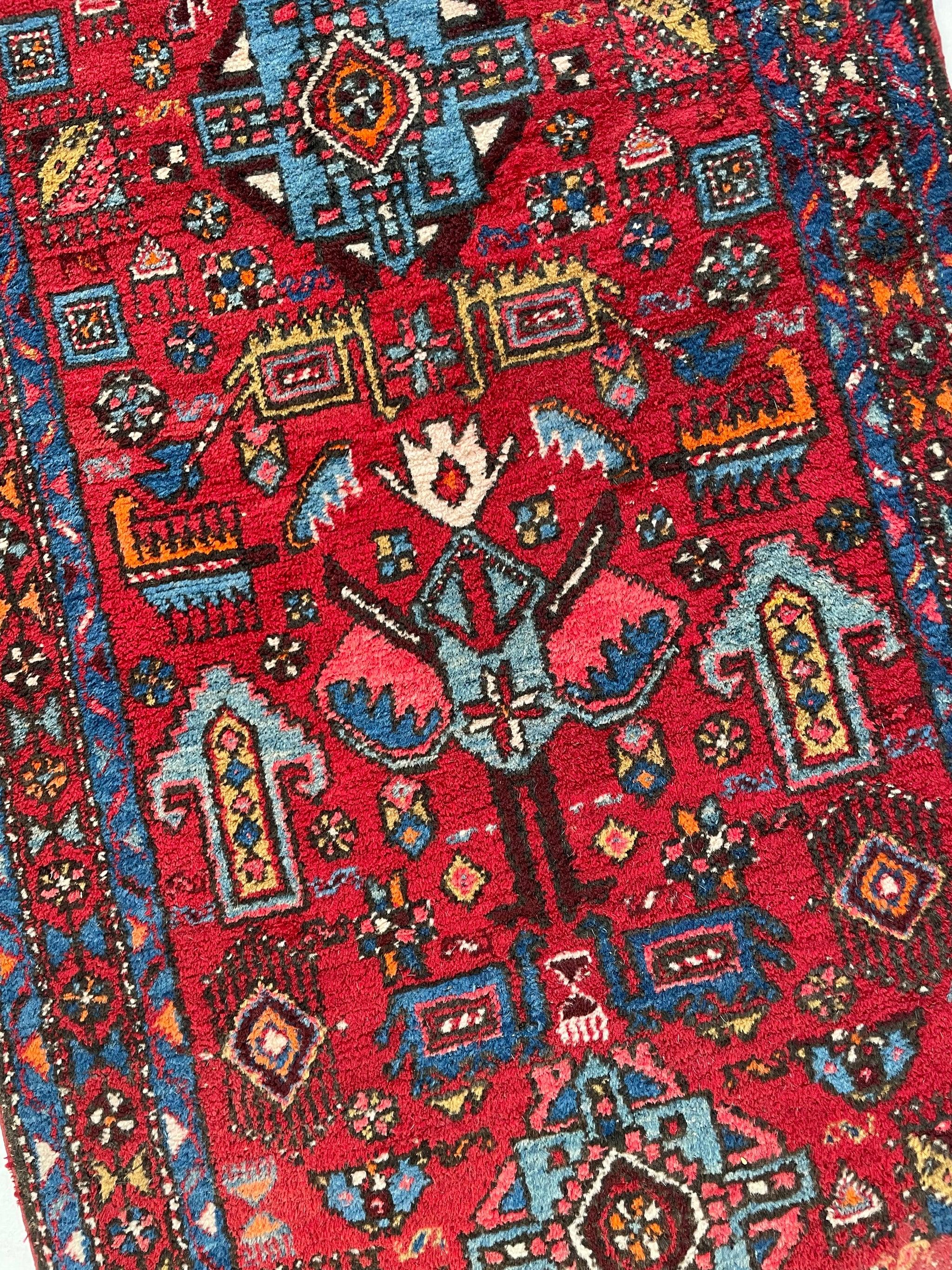 Vintage Tribal Runner with Nomadic Motifs & Gorgeous Colors, c.1950's For Sale 3