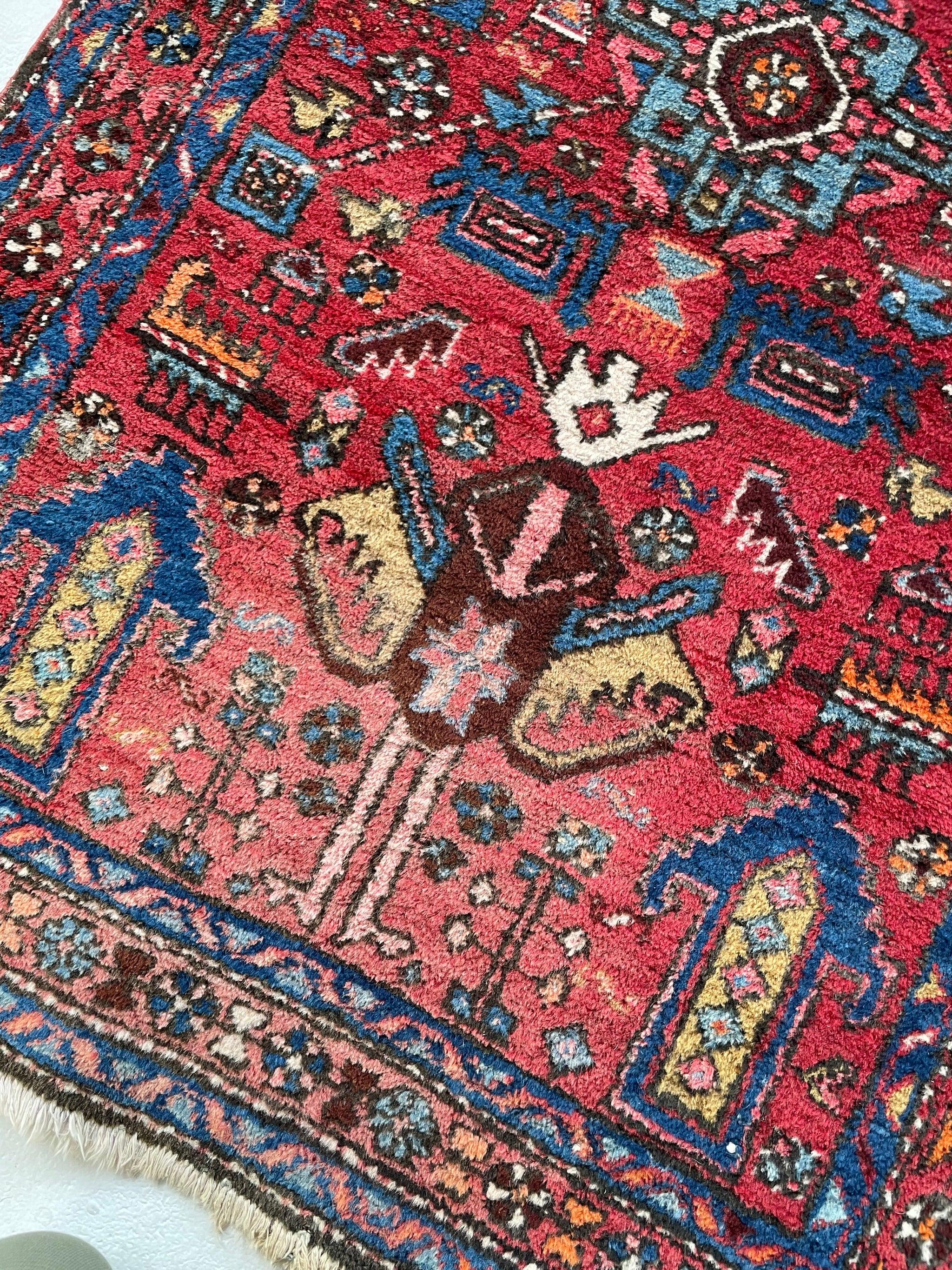 Vintage Tribal Runner with Nomadic Motifs & Gorgeous Colors, c.1950's For Sale 4