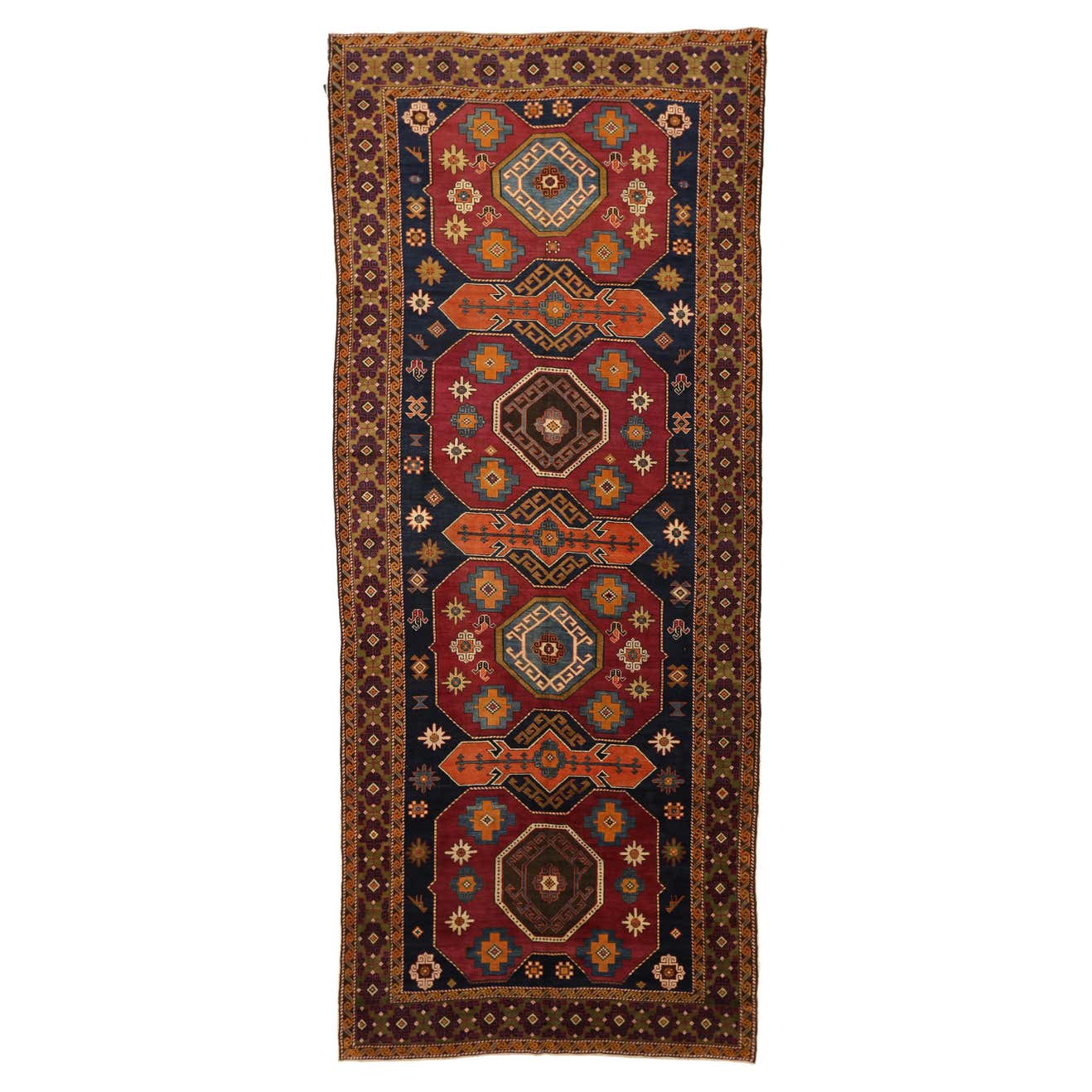 Vintage Tribal Russian Rug Shirvan Design For Sale at 1stDibs
