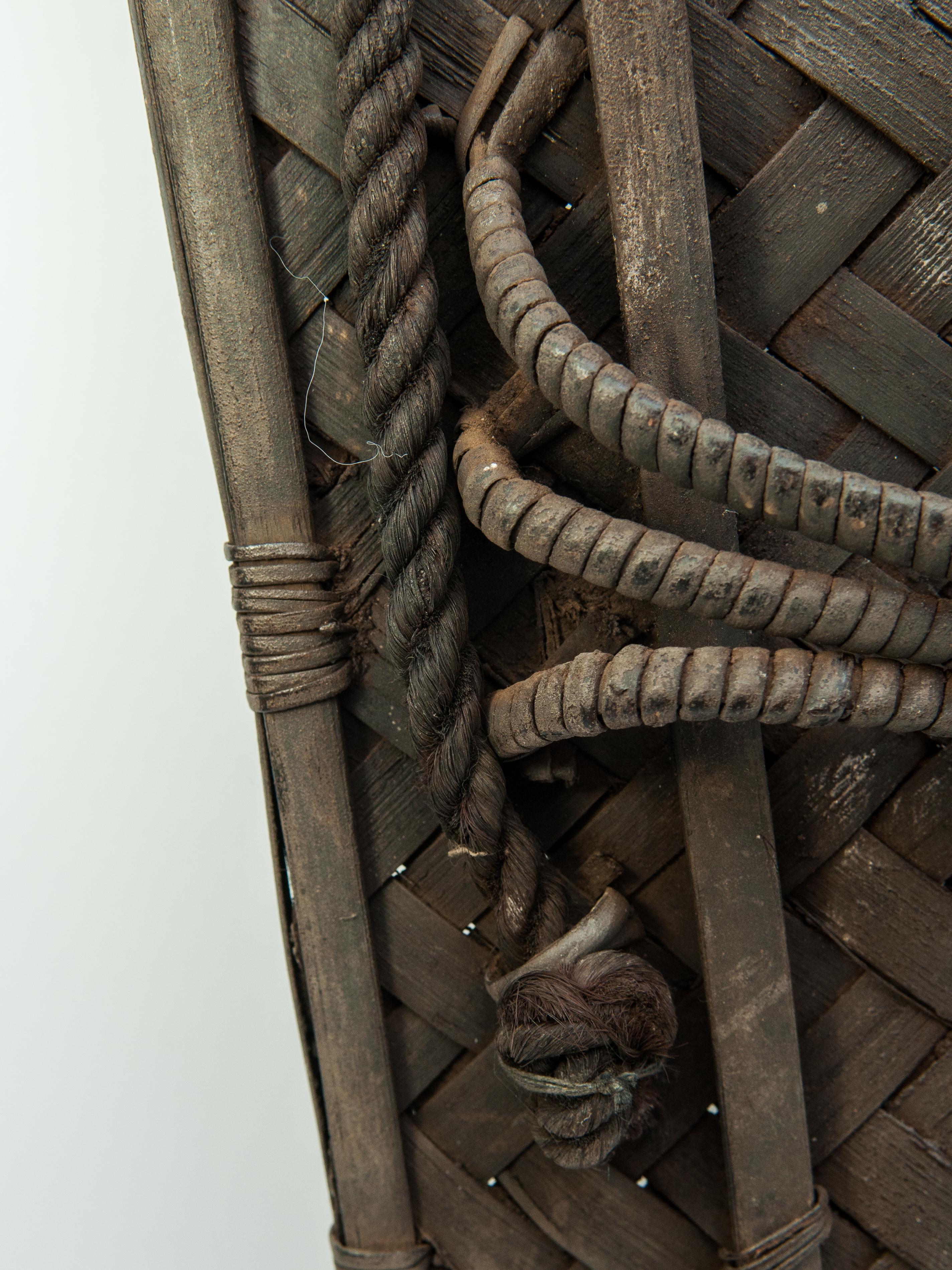 Indian Vintage Tribal Shield Cane & Bamboo Nagaland, Northeast India. Mid-20th Century.