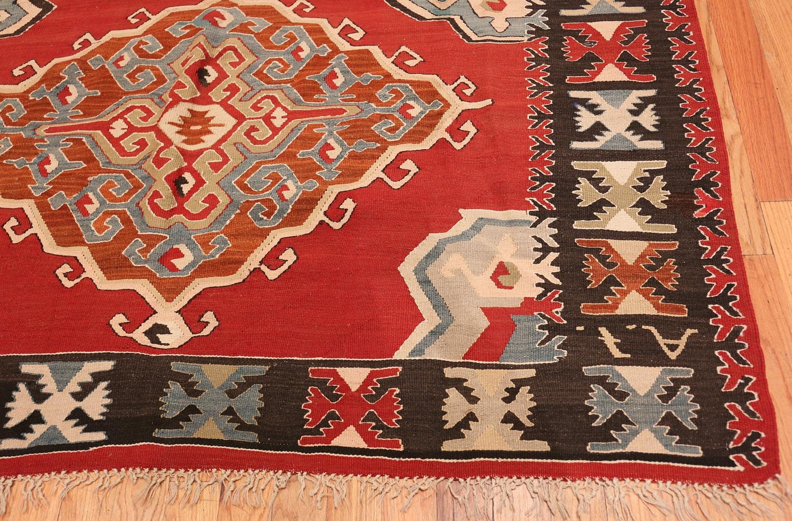 Hand-Woven Vintage Tribal Turkish Kilim Rug