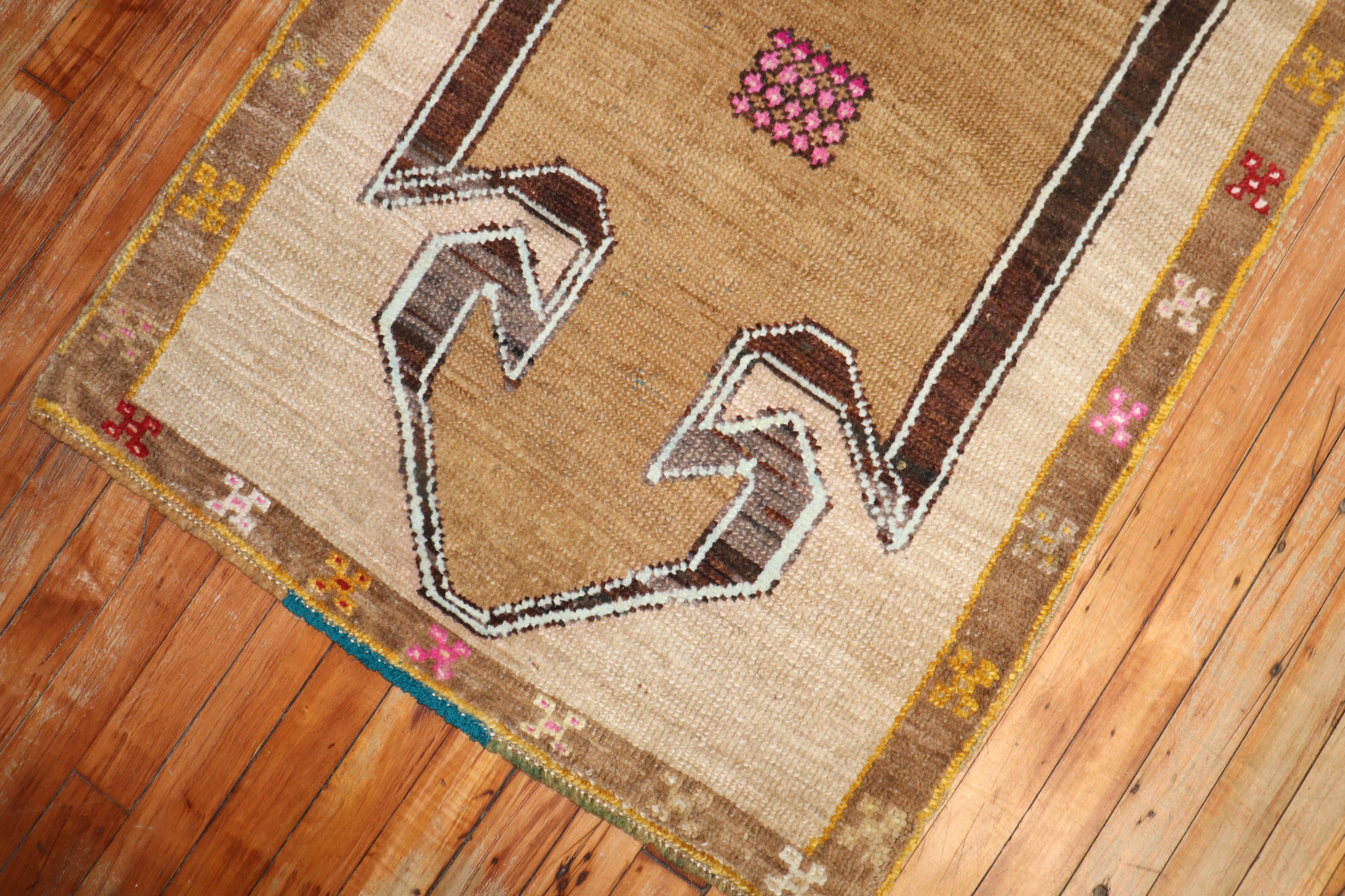 Hand-Knotted Vintage Tribal Turkish Prayer Rug For Sale