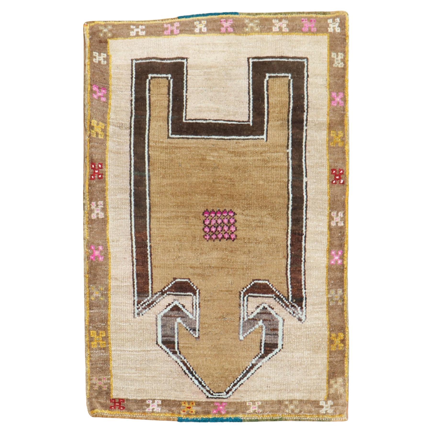 Vintage Tribal Turkish Prayer Rug For Sale