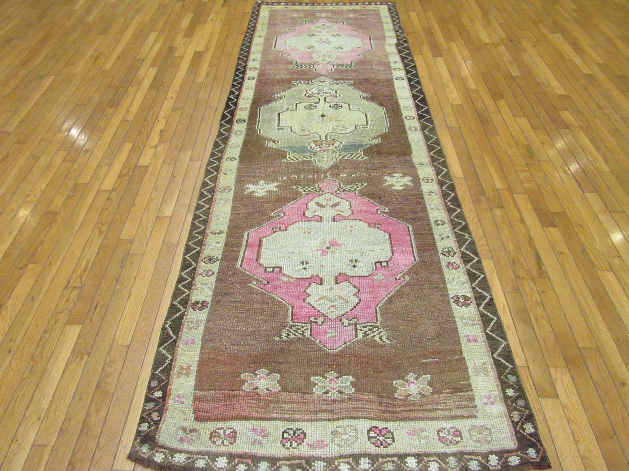 20th Century Vintage Tribal Turkish Runner Rug For Sale