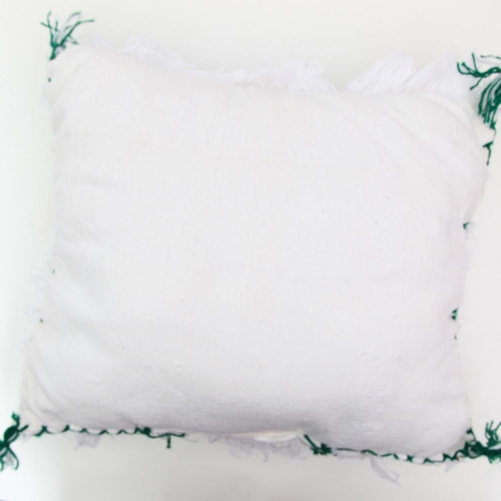 Moroccan Vintage Tribal White and Green Wedding Pillow, a Pair
