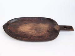 Vintage Tribal Wooden Cutting Tray with Handle, from Nagaland, Mid-20th Century