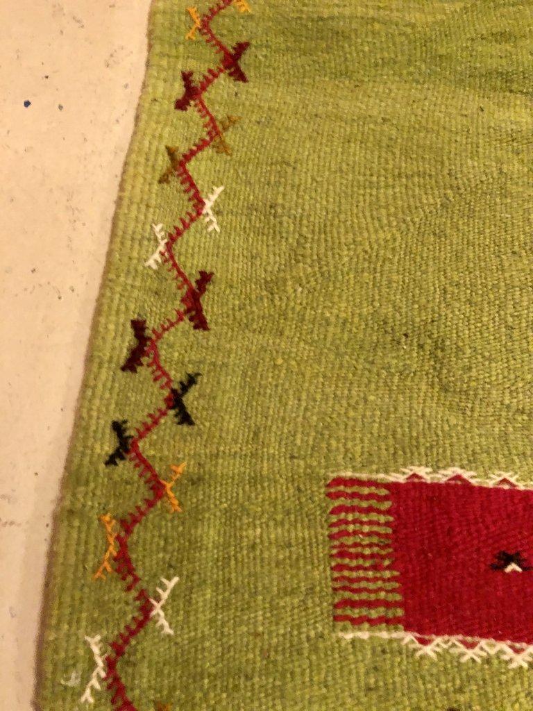 Late 20th Century Vintage Tribal Wool Green Rug or Carpet