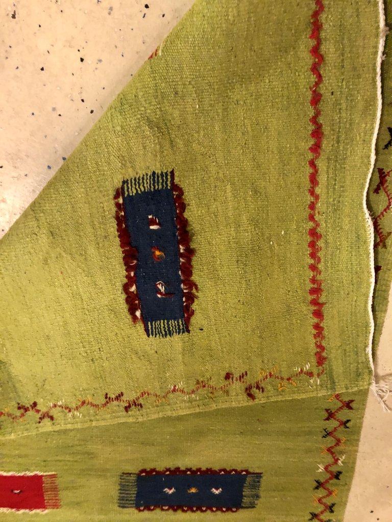 Vintage Tribal Wool Green Rug or Carpet 3