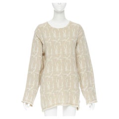 Vintage TRICOT COMME DES GARCONS 1980's beige patterned rolled hem sweater