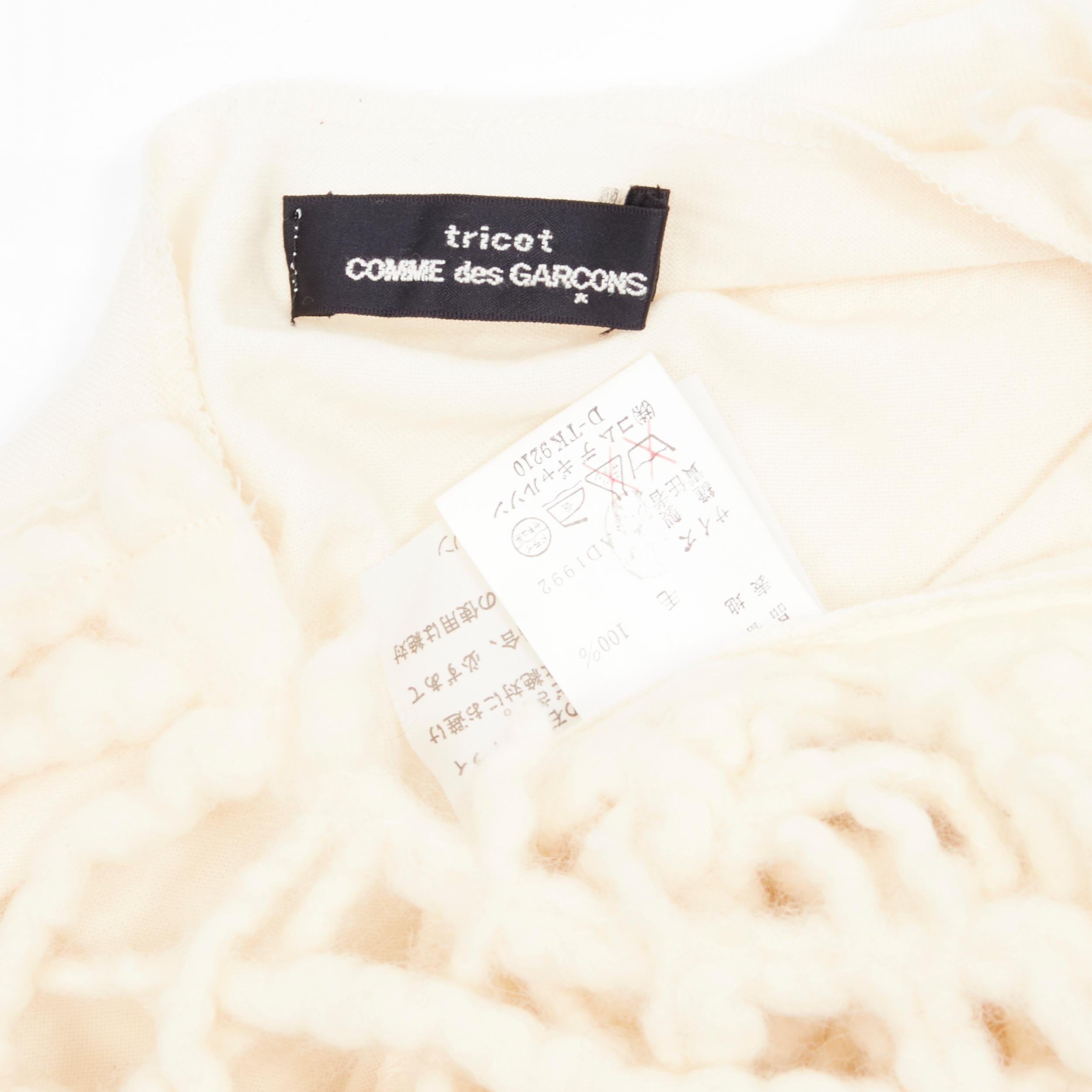 vintage TRICOT COMME DES GARCONS 1992 cream boiled wool dreads-lock vest S 3