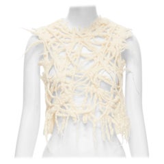 vintage TRICOT COMME DES GARCONS 1992 cream boiled wool dreads-lock vest S