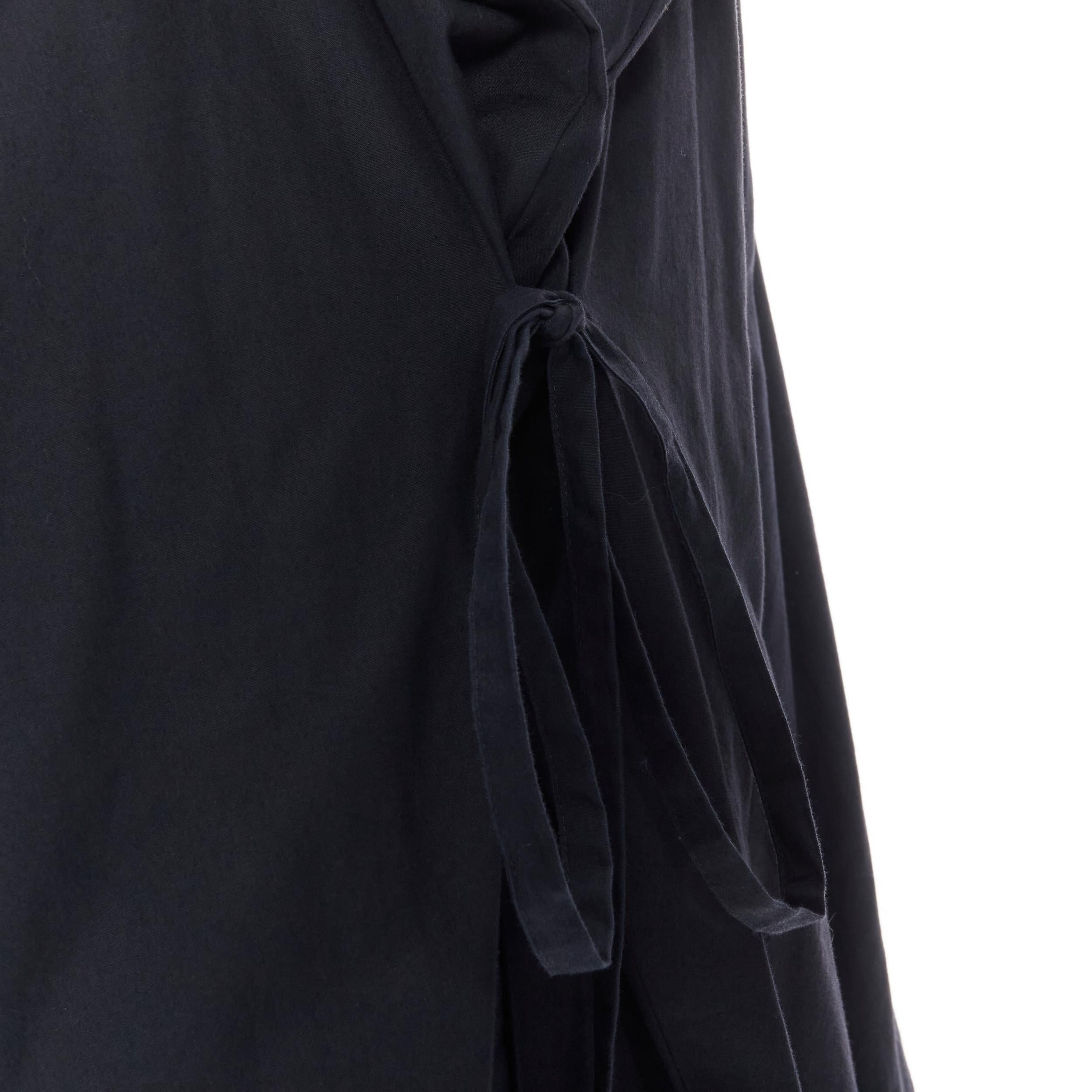 vintage TRICOT COMME DES GARCONS 1997 black draped button tie waist shirt M 5
