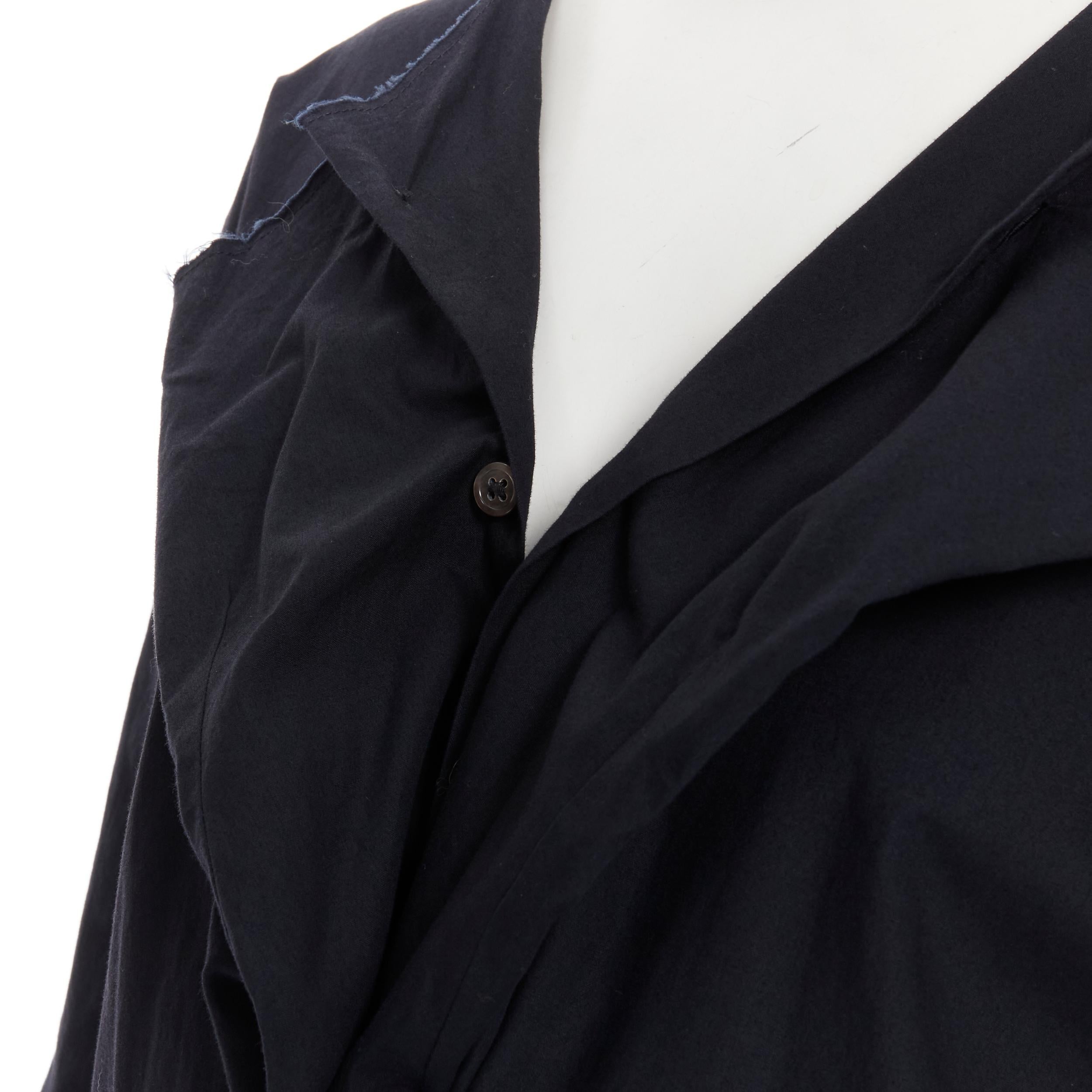 vintage TRICOT COMME DES GARCONS 1997 black draped button tie waist shirt M 
Reference: CRTI/A00292 
Brand: Tricot Comme Des Garcons 
Collection: 1997 
Material: Cotton 
Color: Black 
Pattern: Solid 
Closure: Button 
Extra Detail: Draped collar.