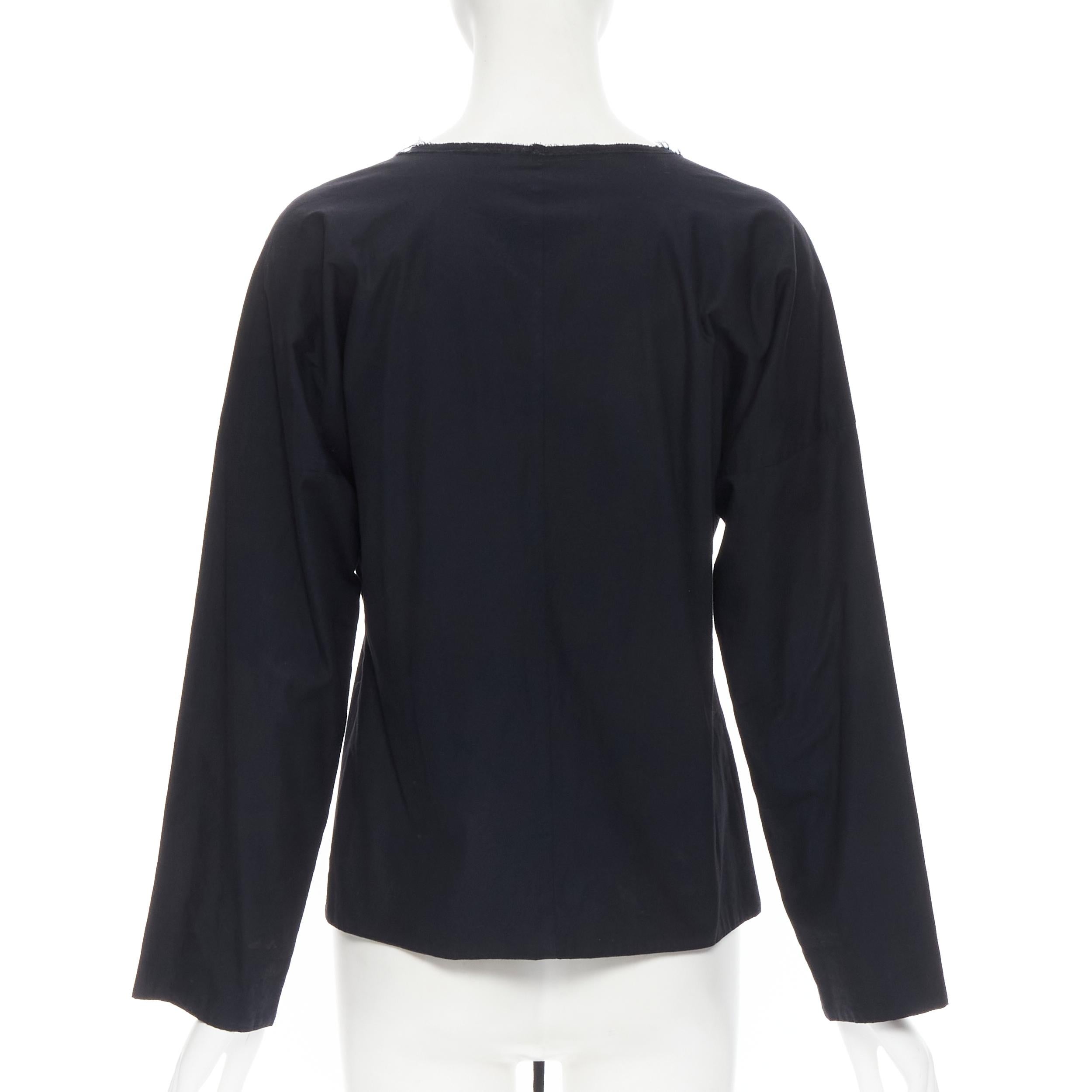 Women's vintage TRICOT COMME DES GARCONS 1997 black draped button tie waist shirt M