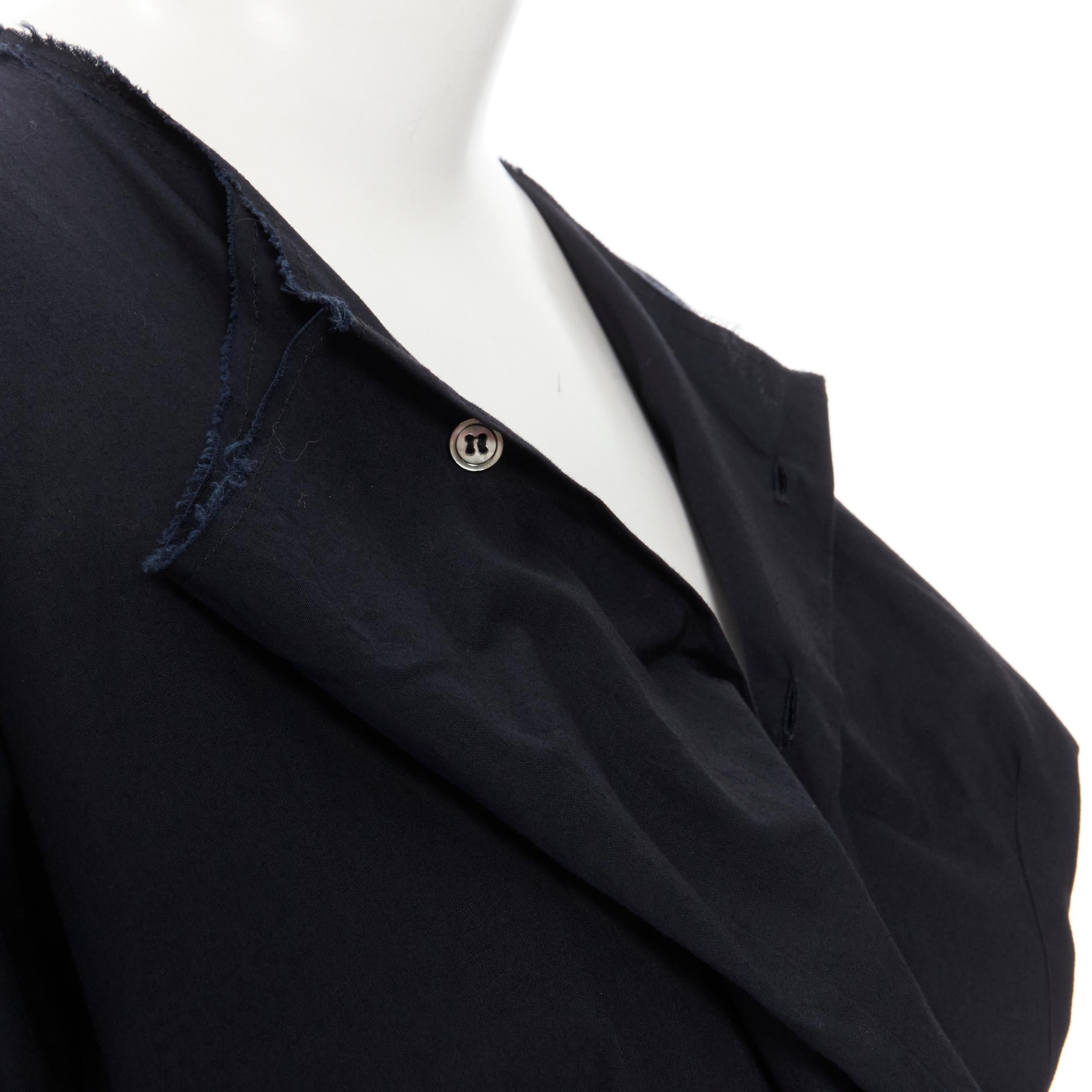 vintage TRICOT COMME DES GARCONS 1997 black draped button tie waist shirt M 2