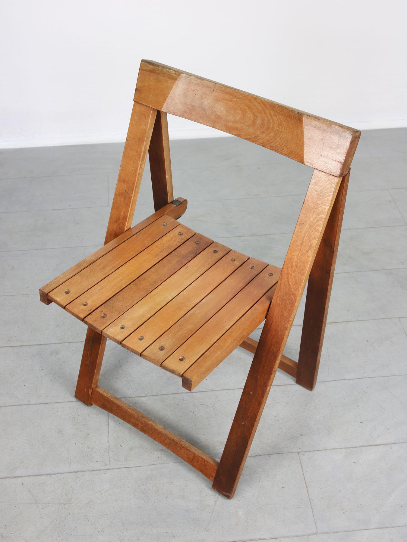 Beech Vintage Trieste Folding Chair by Aldo Jacober For Sale